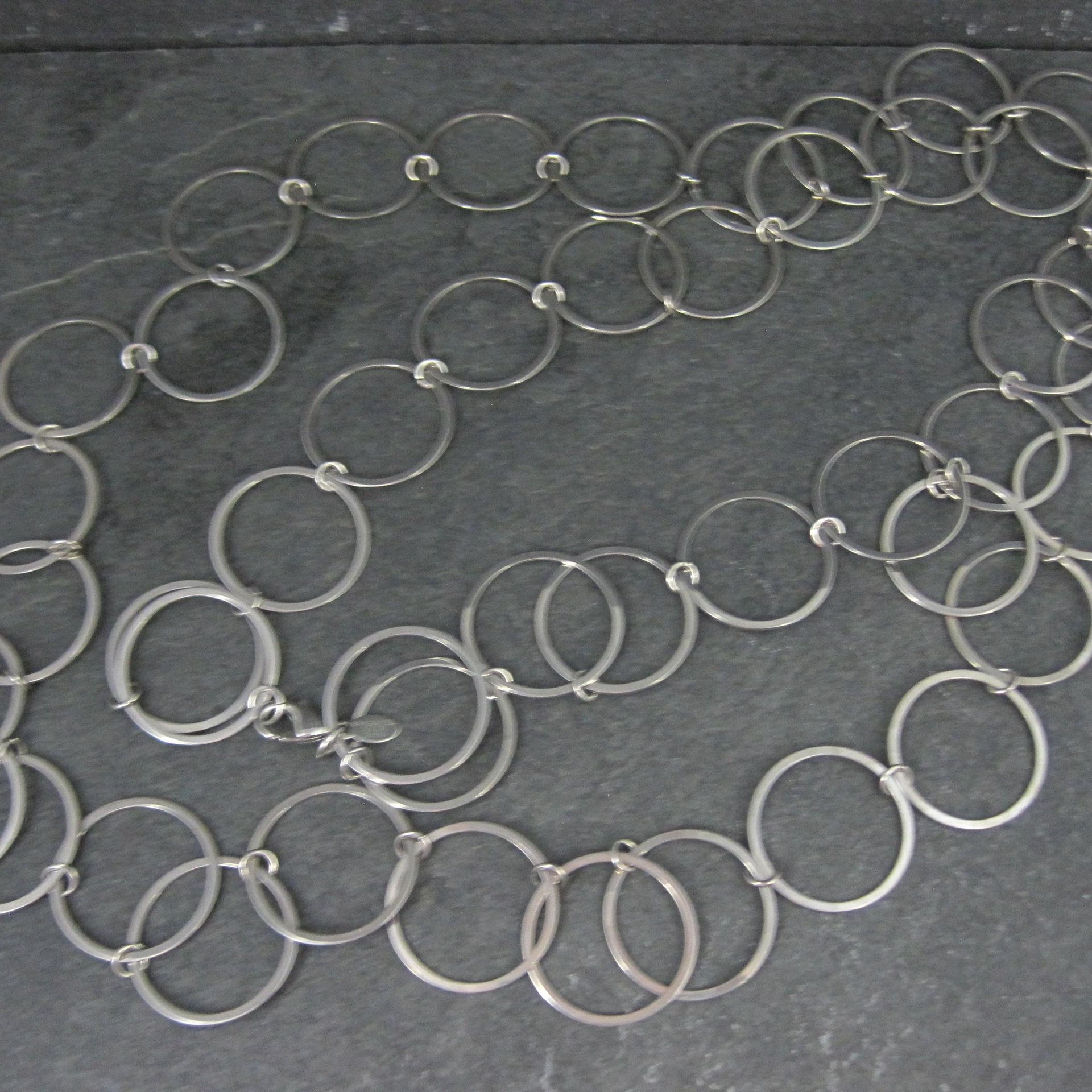 Opera Length Circle Chain Necklace Stainless Steel 50"