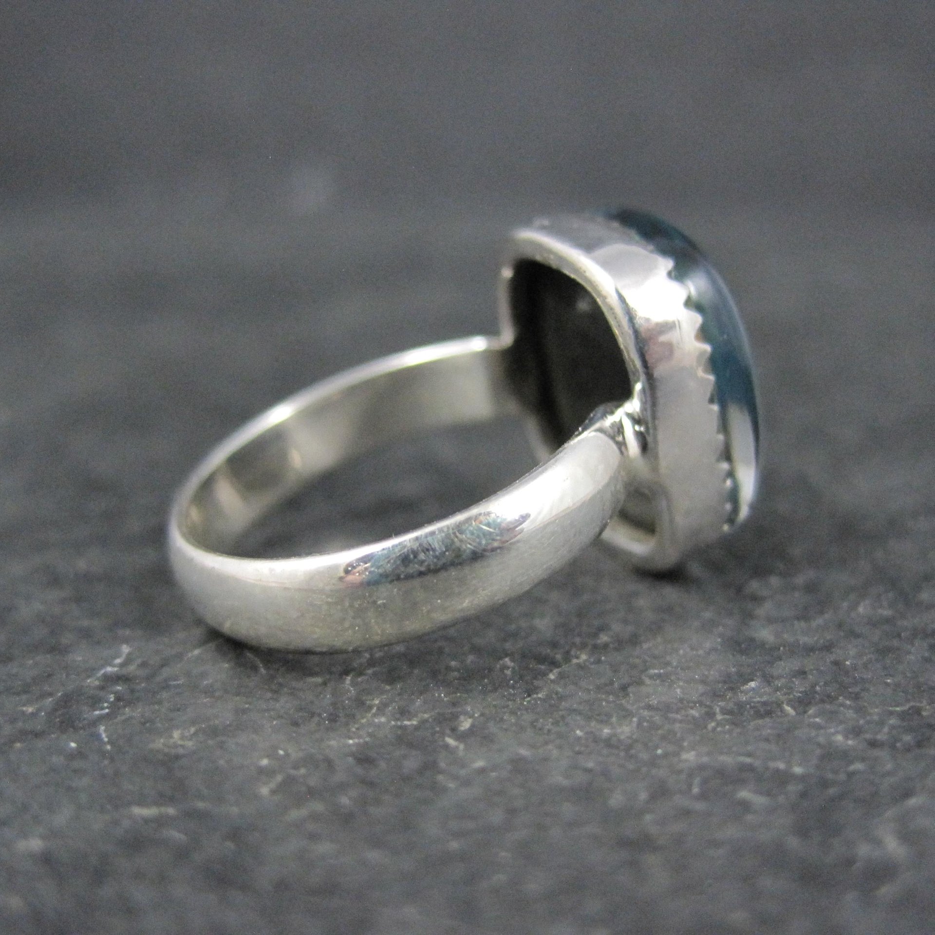Art Glass Opal Ring Sterling Silver Size 7 Estate