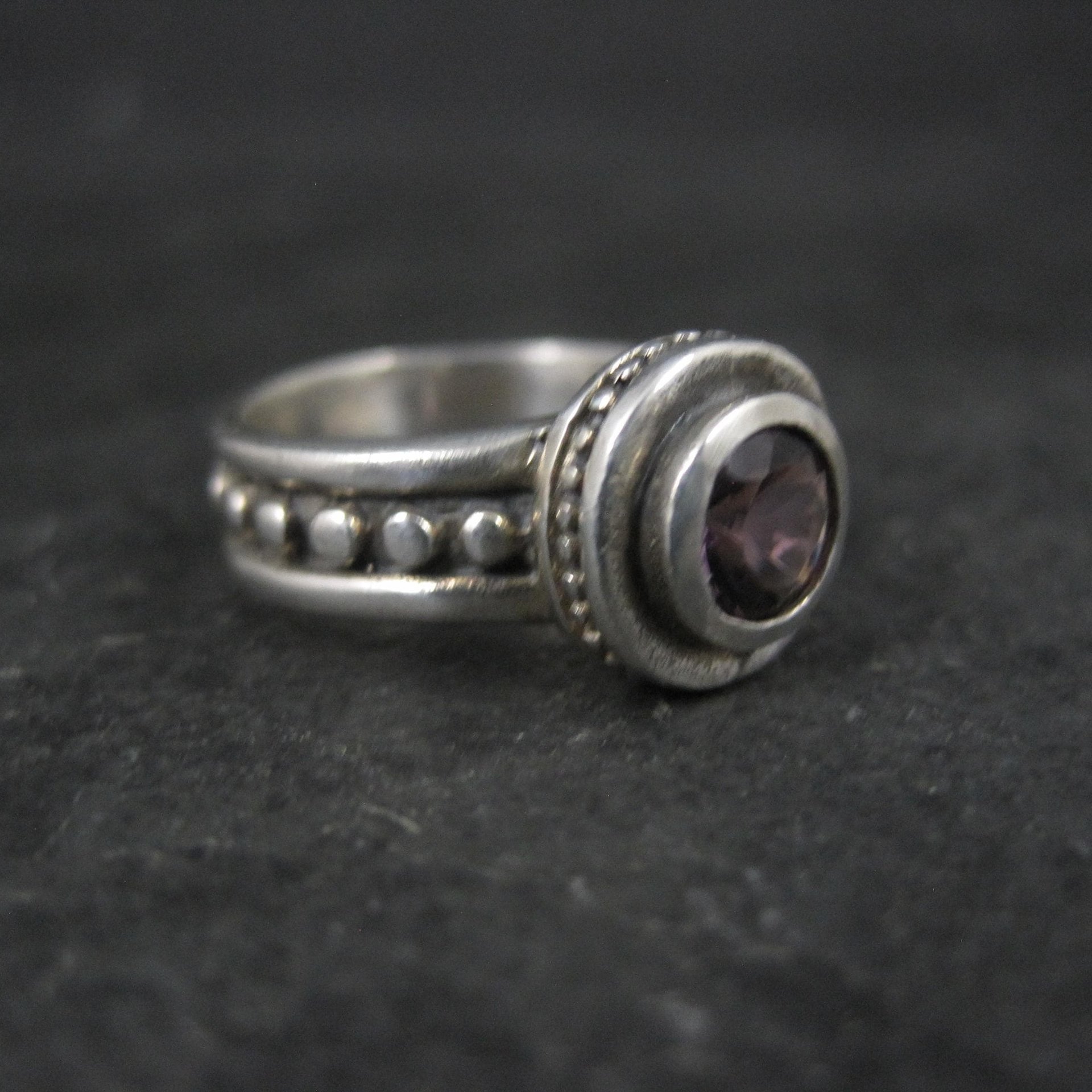 Estate Sterling Amethyst Ring Size 4.5
