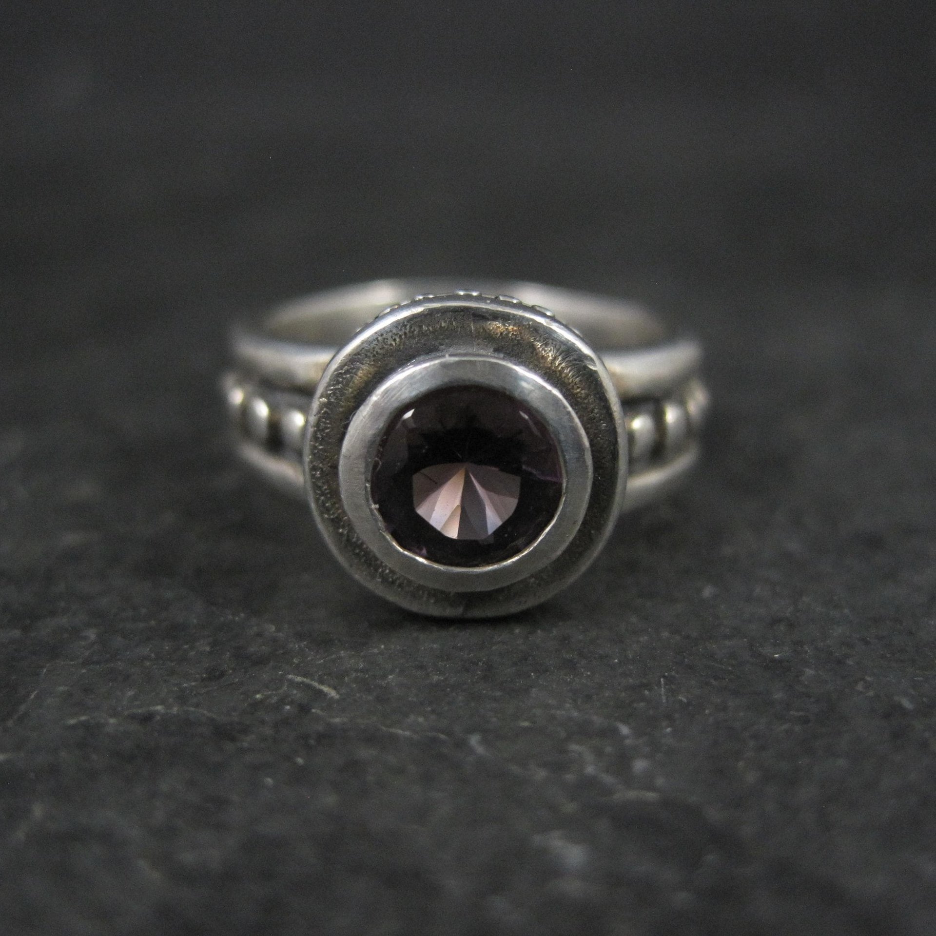 Estate Sterling Amethyst Ring Size 4.5