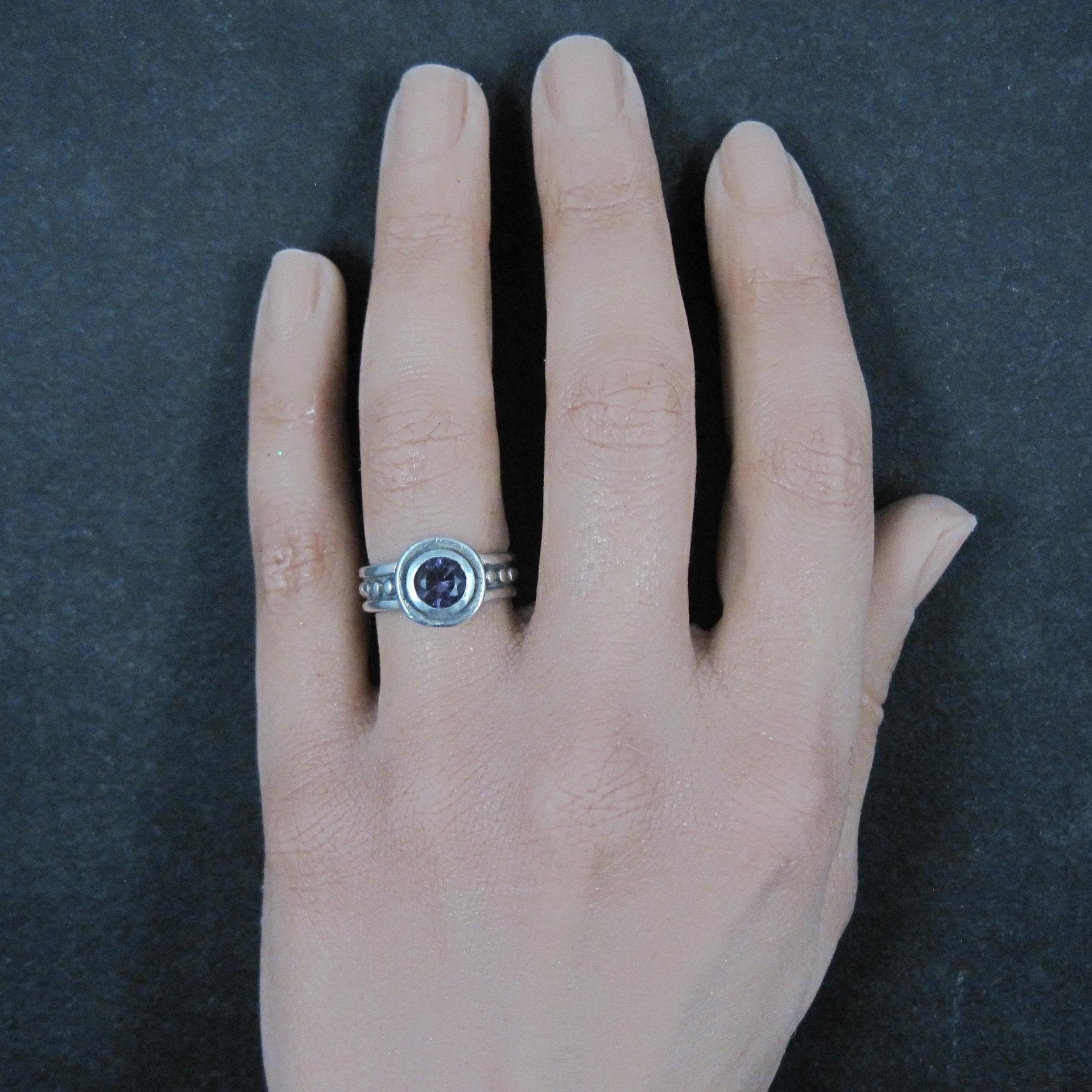 Estate Sterling Amethyst Ring Size 4.5