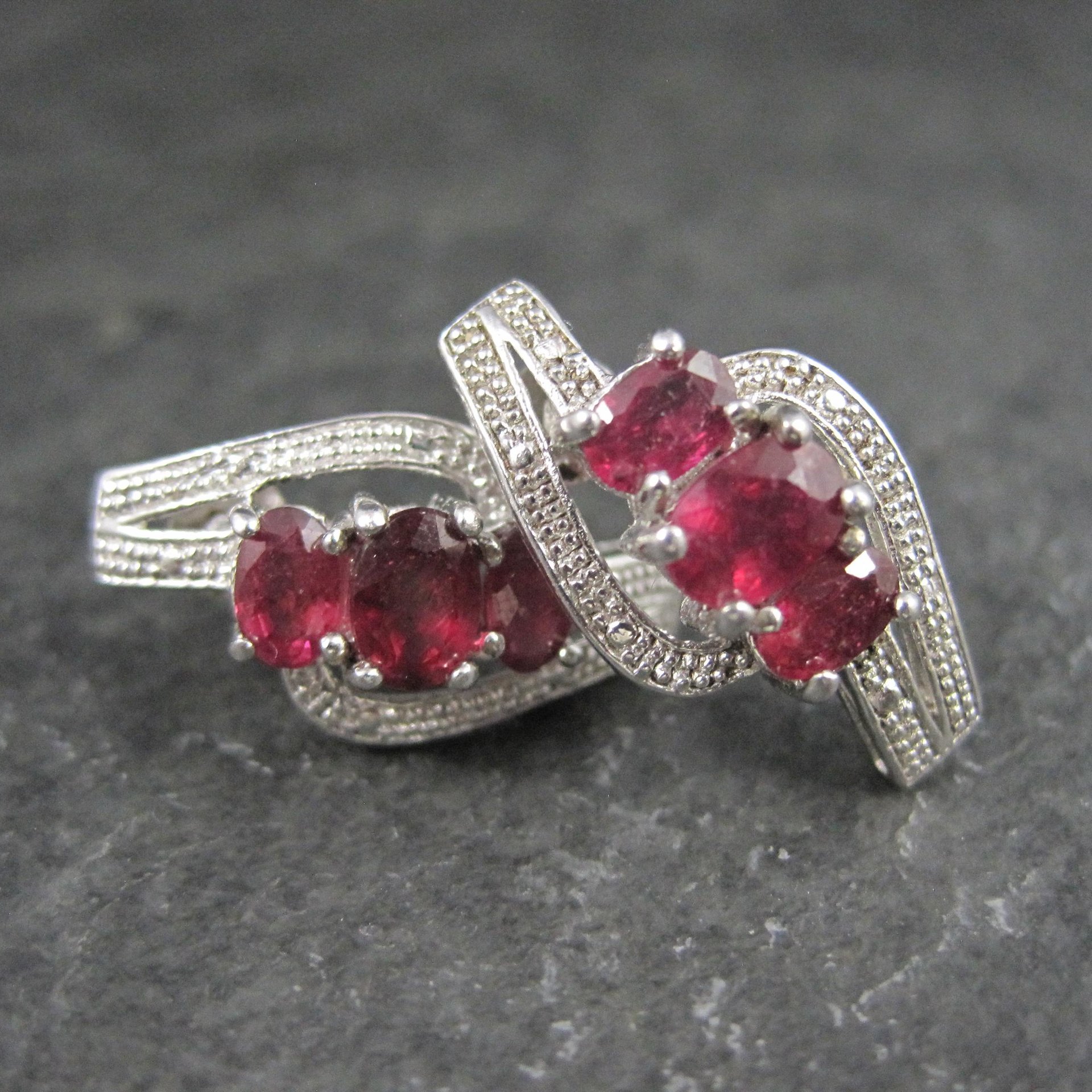 Estate Sterling Silver Ruby Earrings