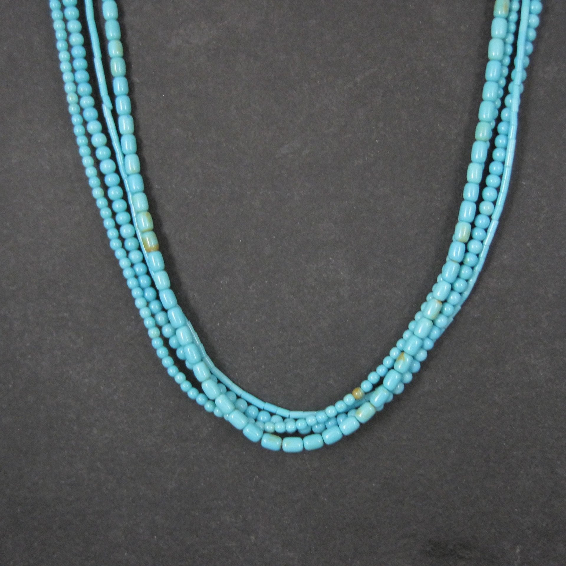 4 Strand Turquoise Necklace Southwestern Sterling Silver