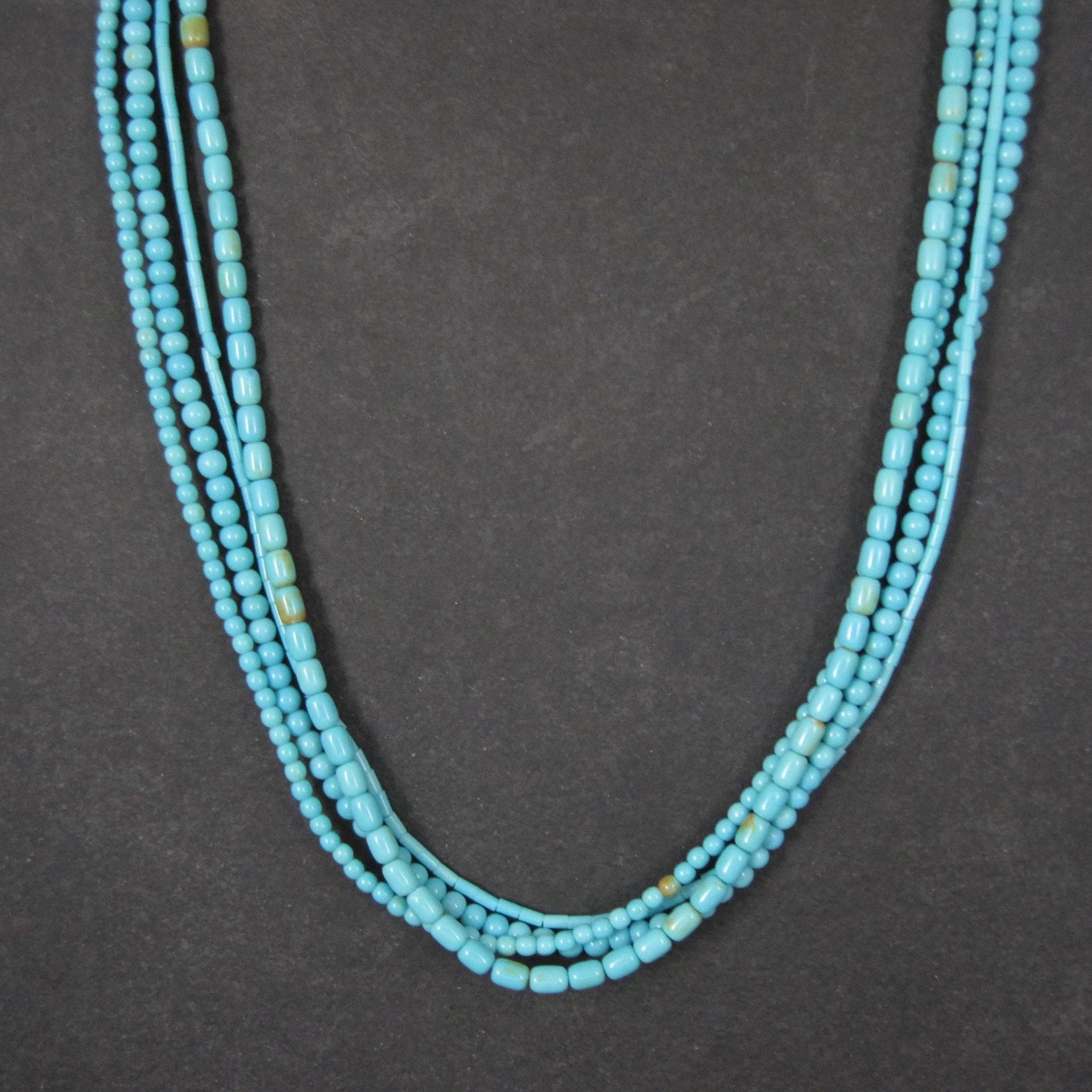 4 Strand Turquoise Necklace Southwestern Sterling Silver