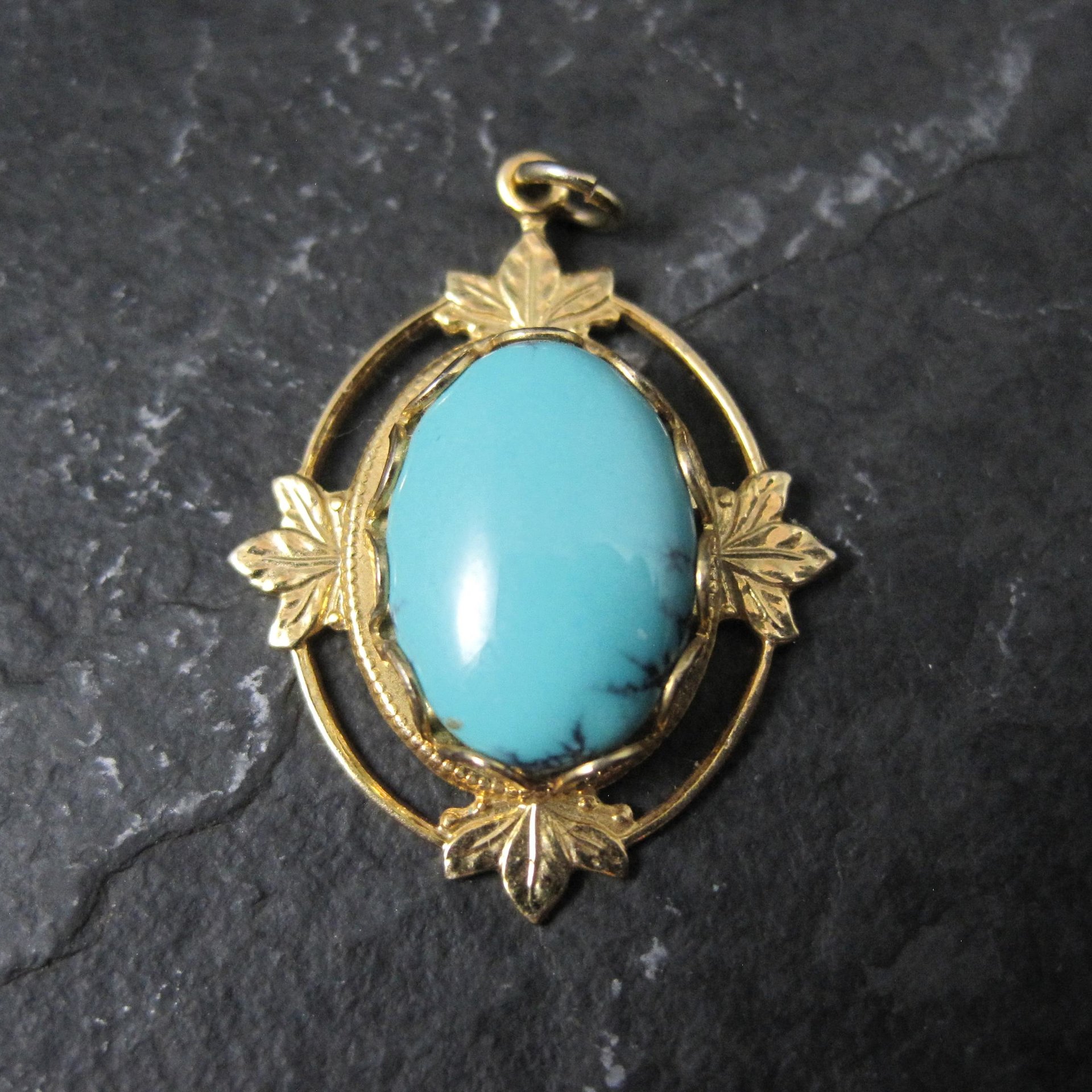 Art Deco Turquoise Charm Pendant Vintage Estate