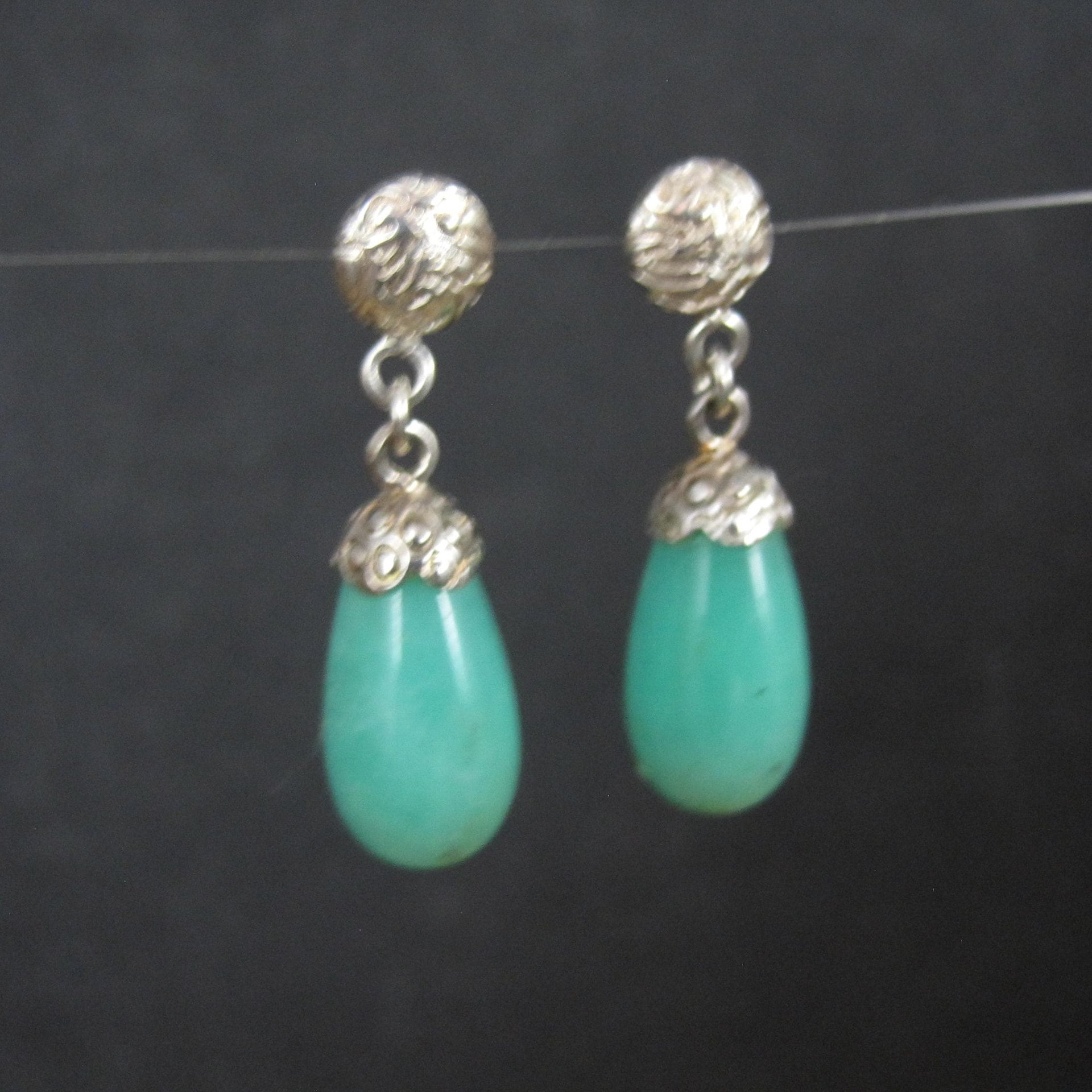 Sterling Silver Aventurine Drop Earrings
