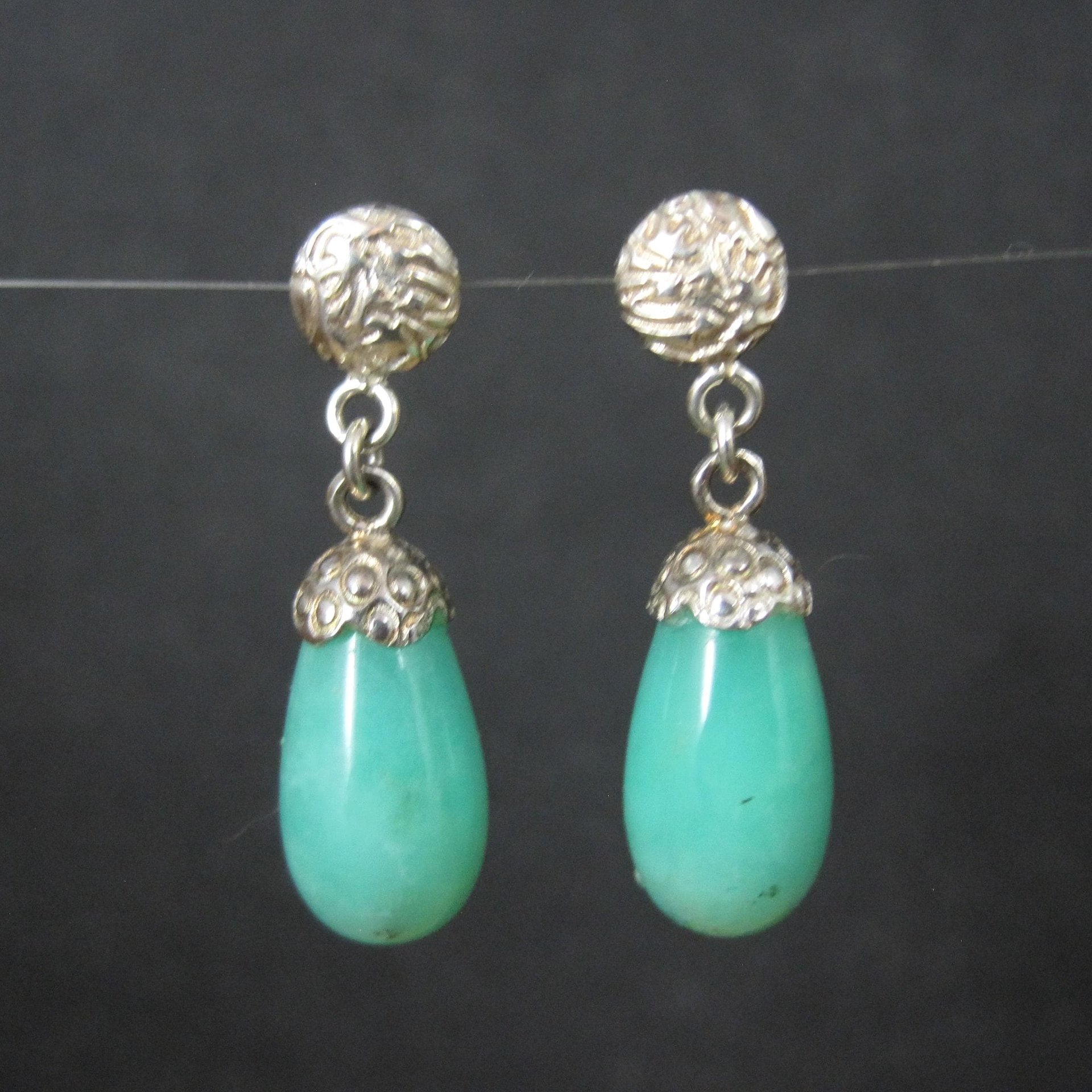 Sterling Silver Aventurine Drop Earrings