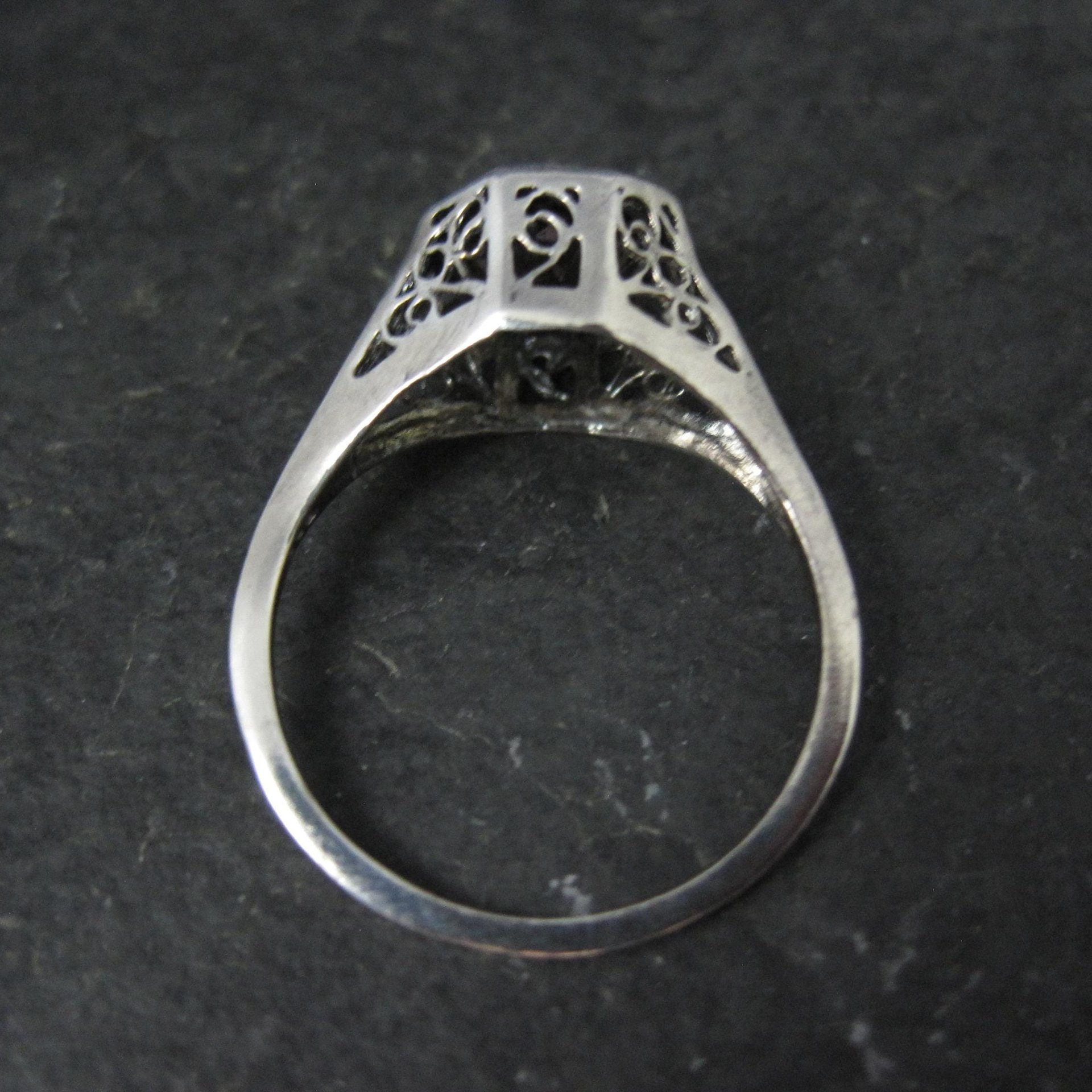 Vintage Filigree Smoky Topaz Solitaire Ring Size 7 Sterling Silver
