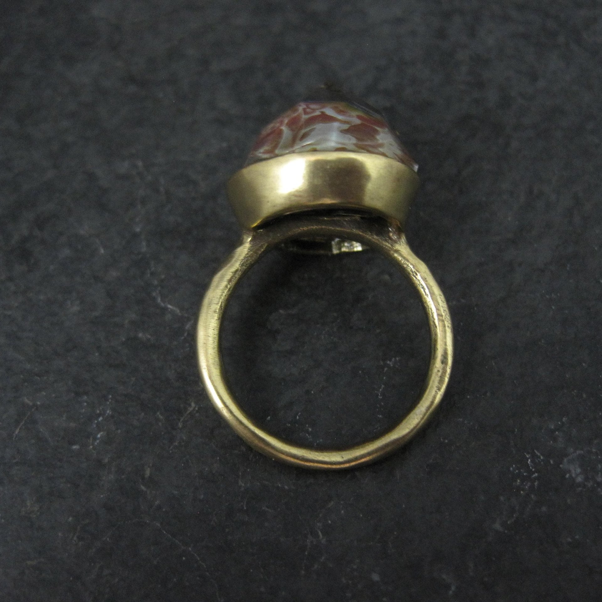 Bronze Art Glass Ring Size 7 One of a Kind