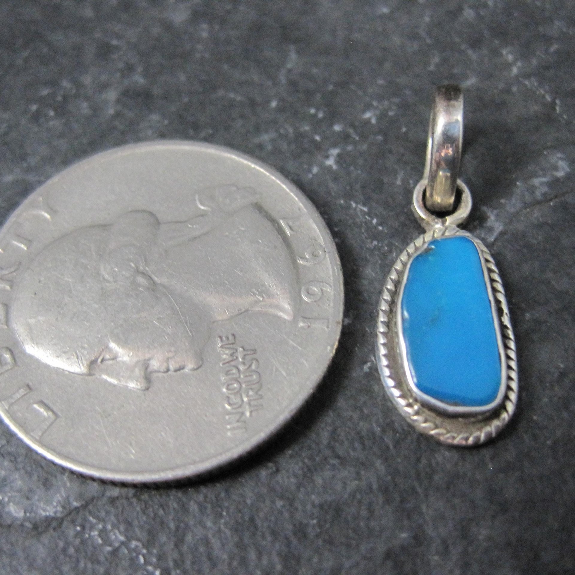 Small Sterling Silver Turquoise Pendant