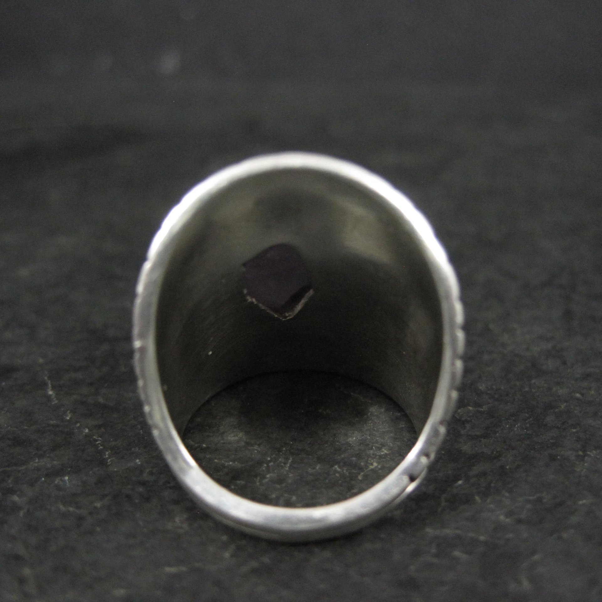 Wide Sterling Silver Amethyst Ring Size 7.5