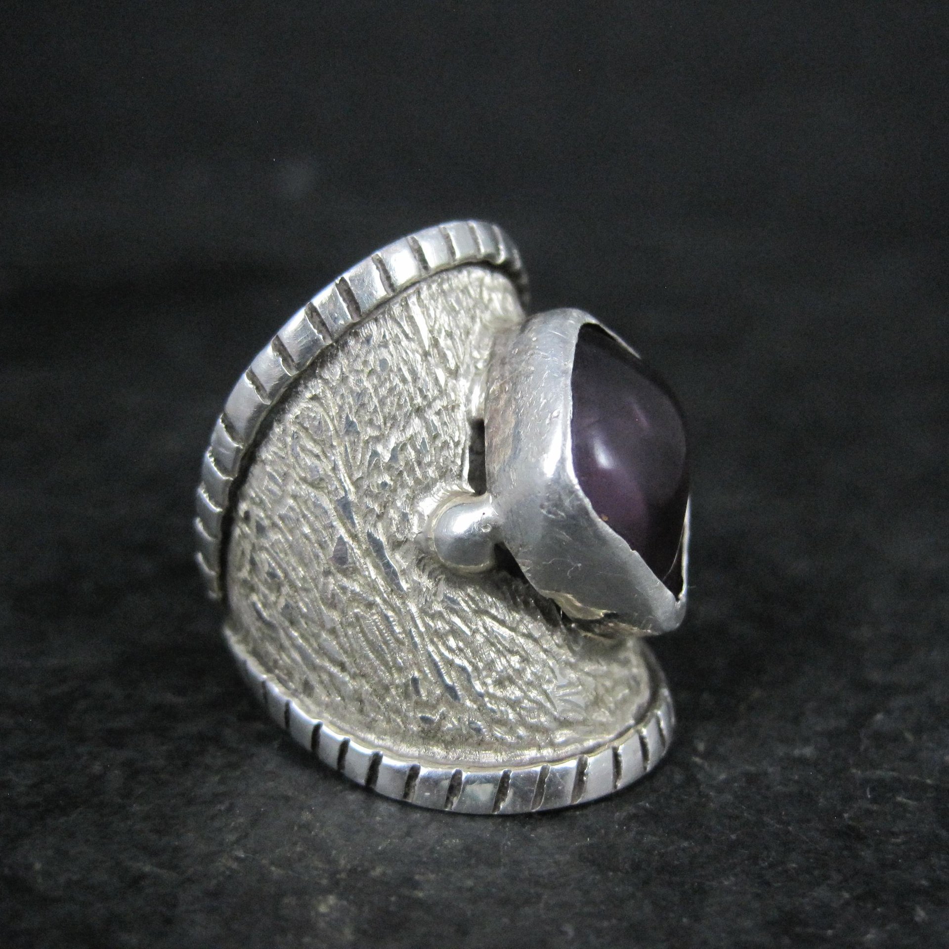 Wide Sterling Silver Amethyst Ring Size 7.5