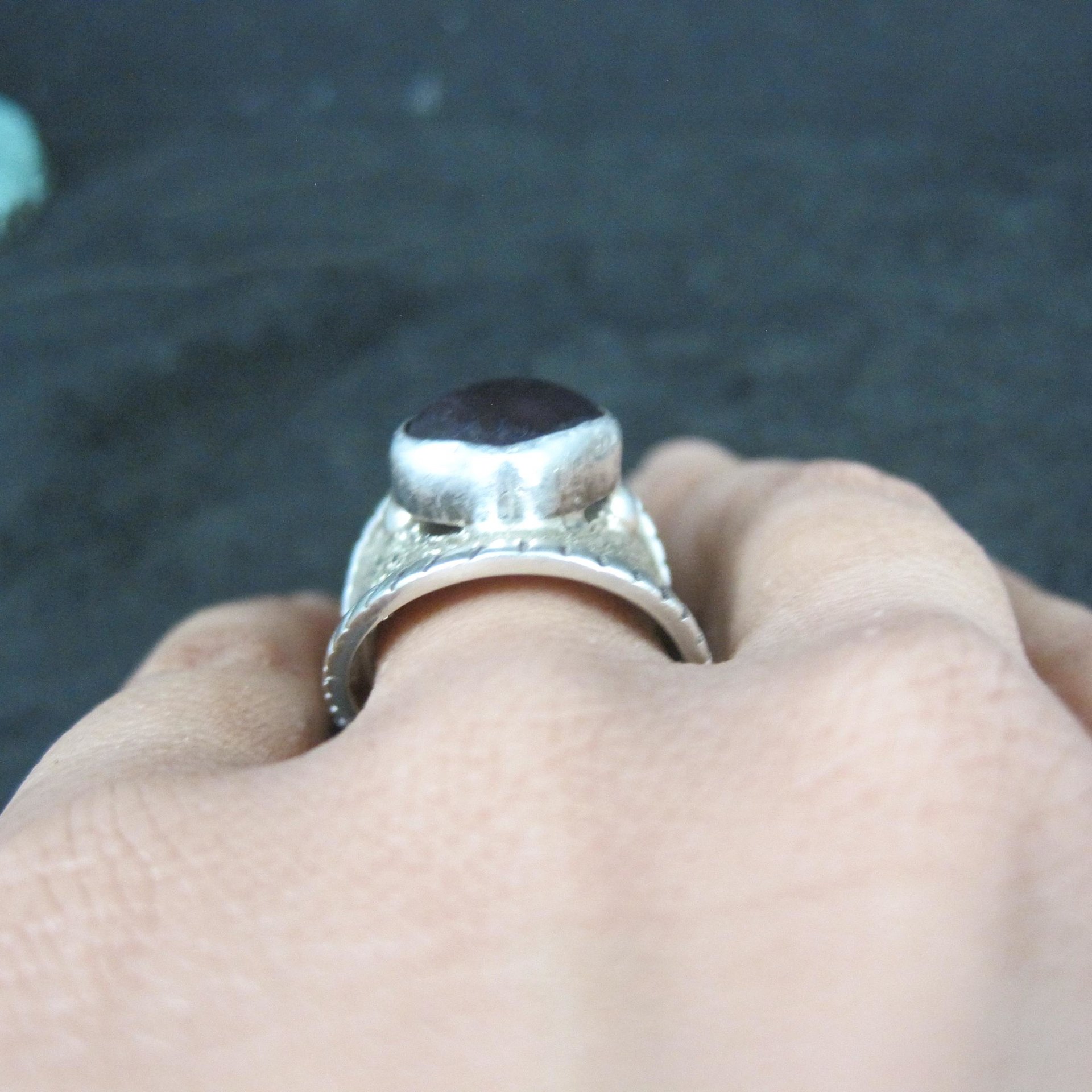 Wide Sterling Silver Amethyst Ring Size 7.5