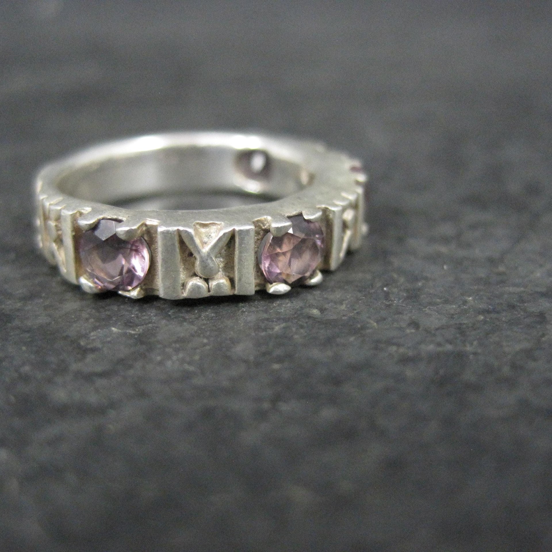 Sterling Silver Amethyst Band Ring Size 4.5