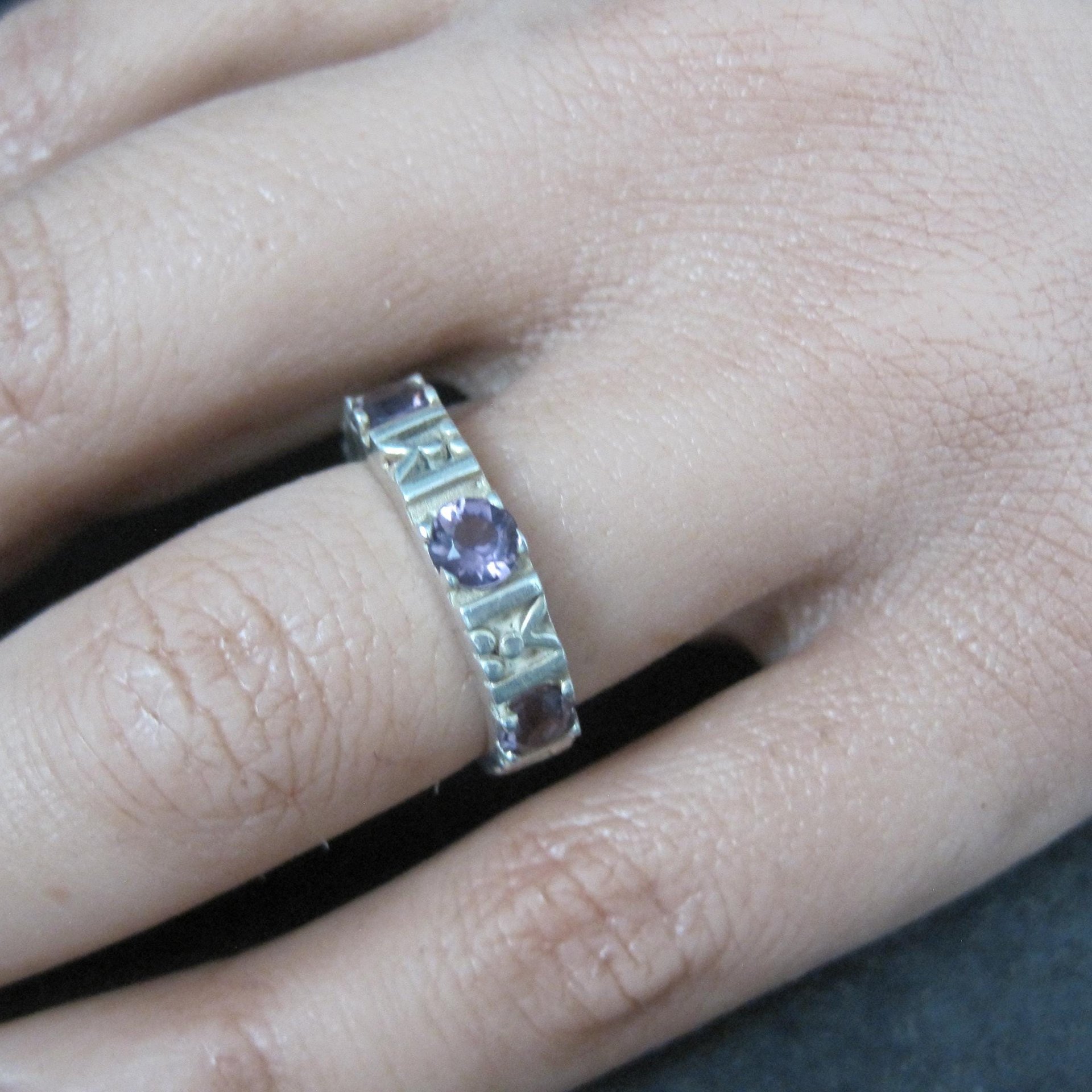 Sterling Silver Amethyst Band Ring Size 4.5