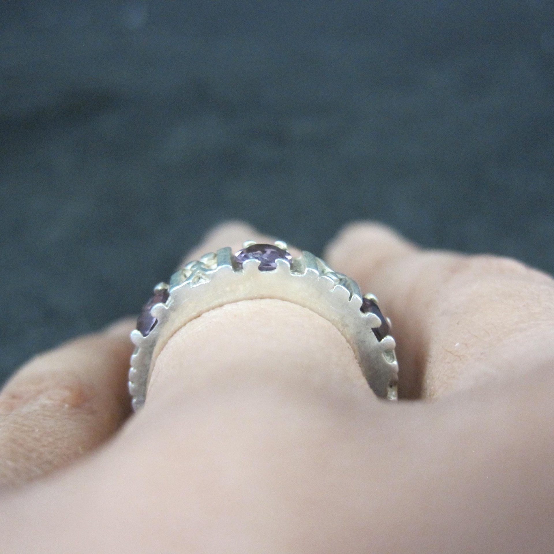 Sterling Silver Amethyst Band Ring Size 4.5