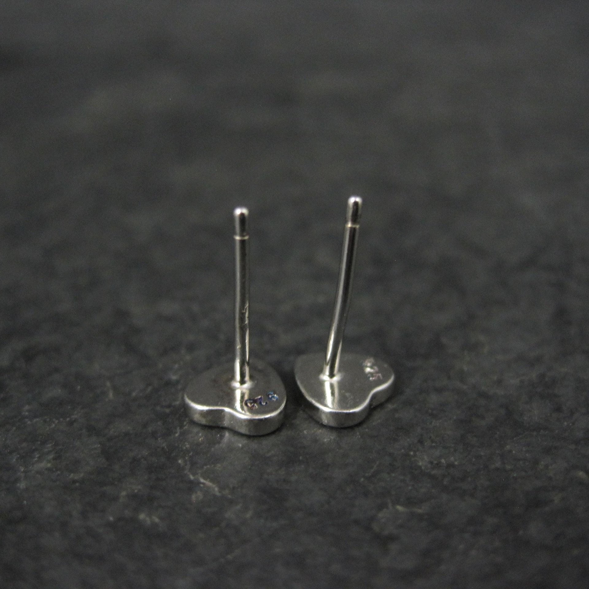 Tiny Opal Heart Earrings Vintage Sterling Silver Studs