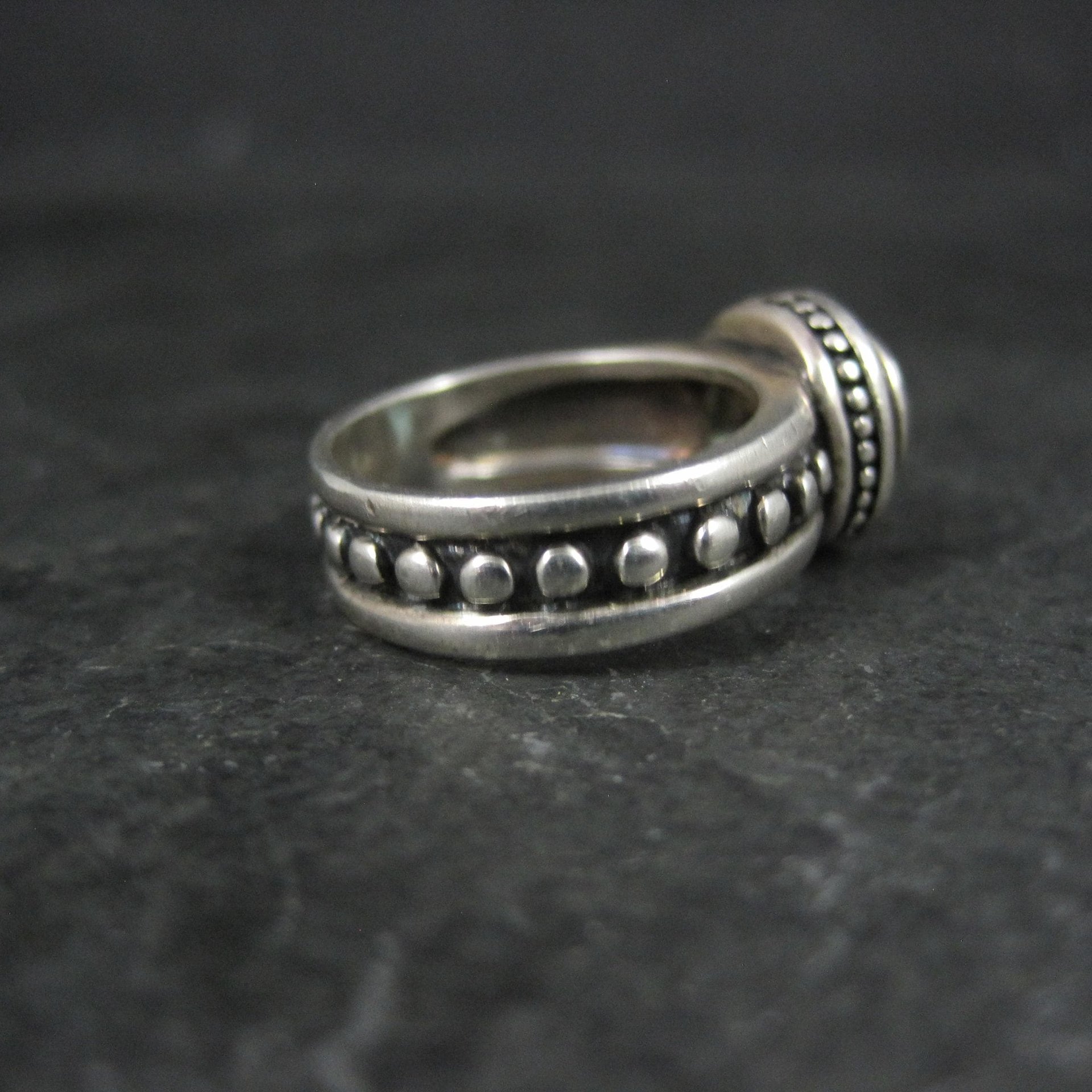 Estate Sterling Blue Topaz Ring Size 4.5