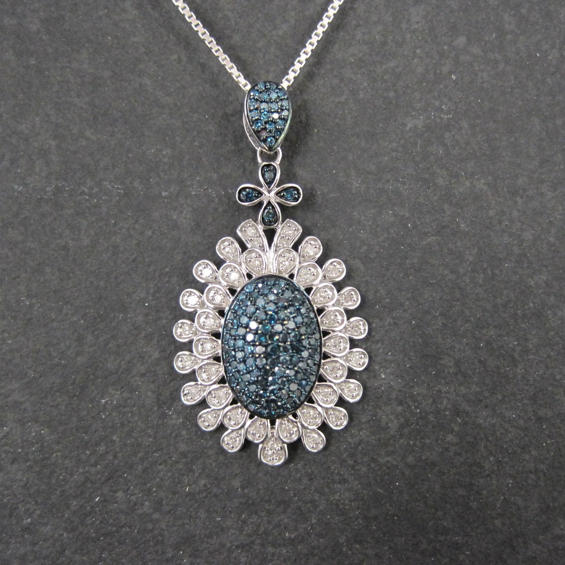 Estate Blue and White Diamond Pendant Necklace