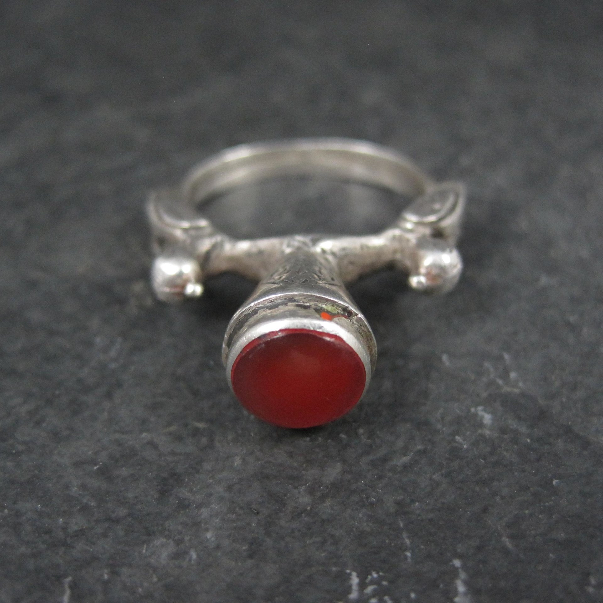 Vintage Carnelian Bird Ring Size 7 Unique Sterling Silver Jewelry