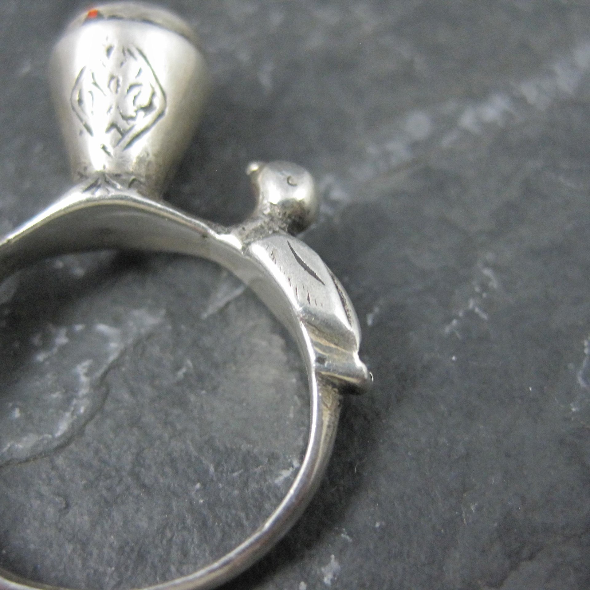 Vintage Carnelian Bird Ring Size 7 Unique Sterling Silver Jewelry