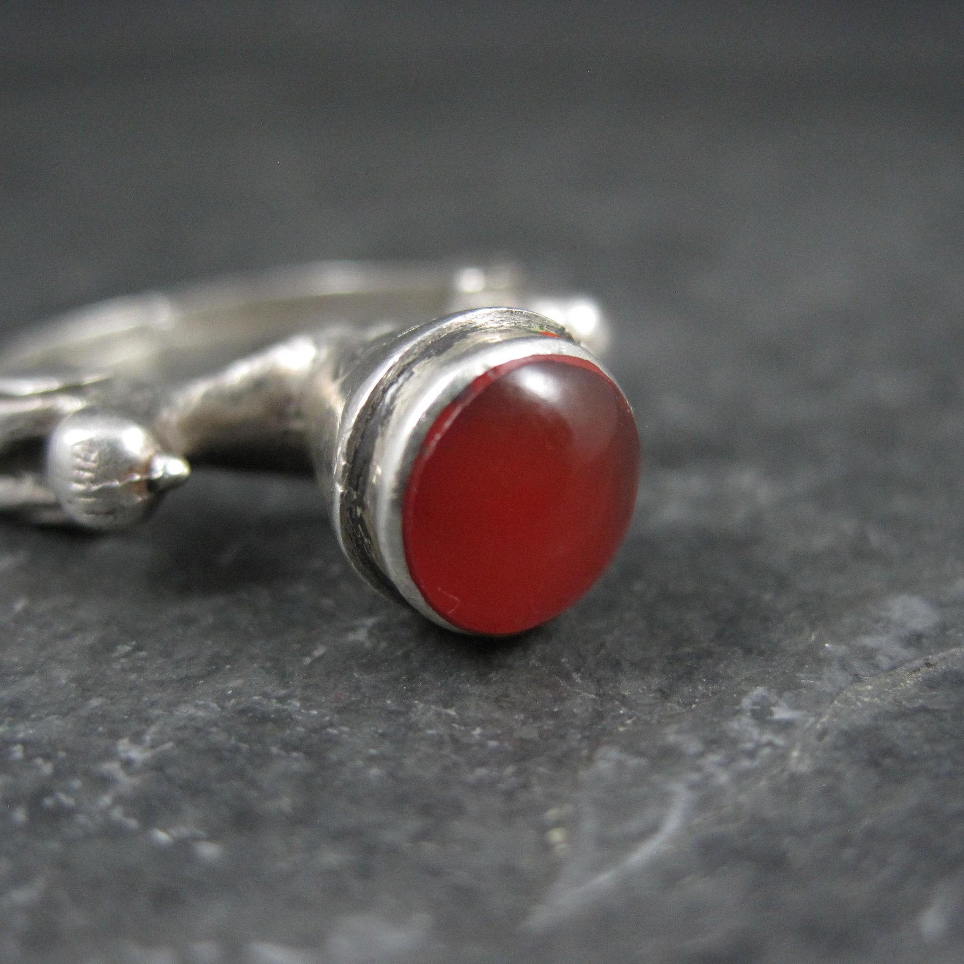 Vintage Carnelian Bird Ring Size 7 Unique Sterling Silver Jewelry