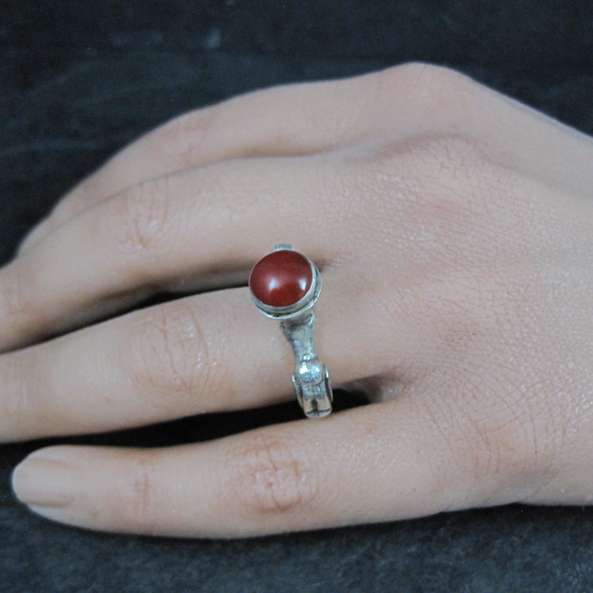 Vintage Carnelian Bird Ring Size 7 Unique Sterling Silver Jewelry