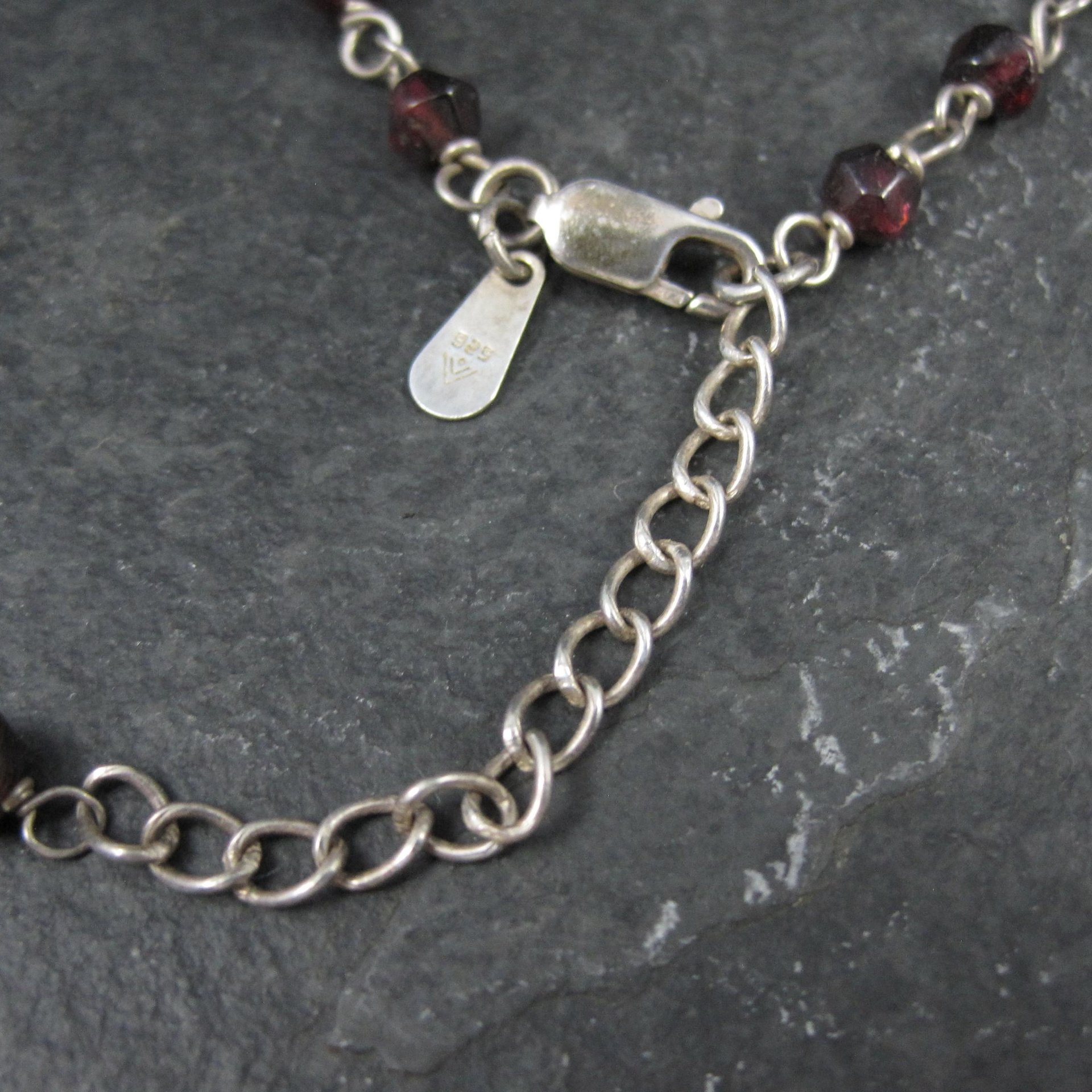 Silpada Sterling Silver Garnet Choker Necklace 16-17.5"