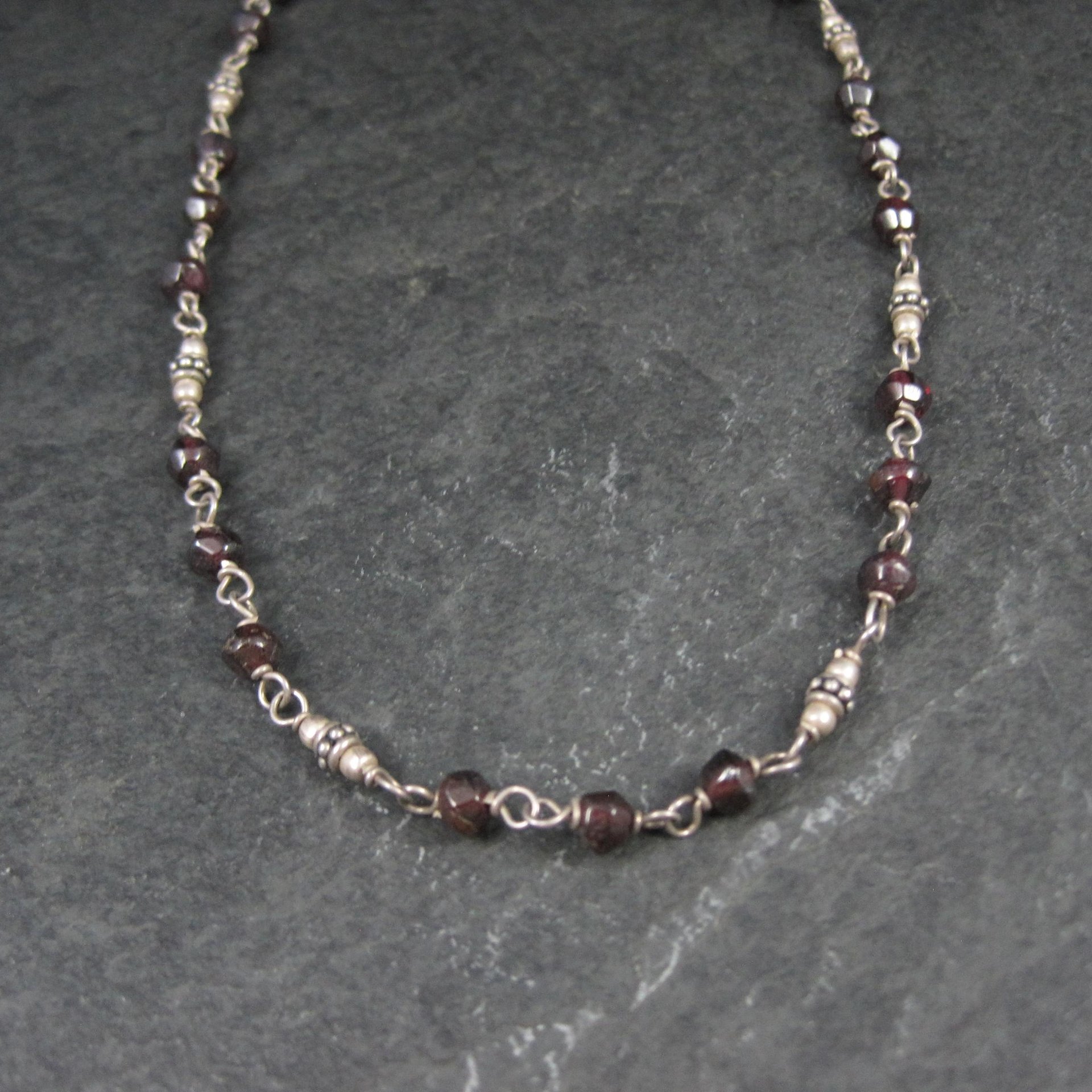 Silpada Sterling Silver Garnet Choker Necklace 16-17.5"