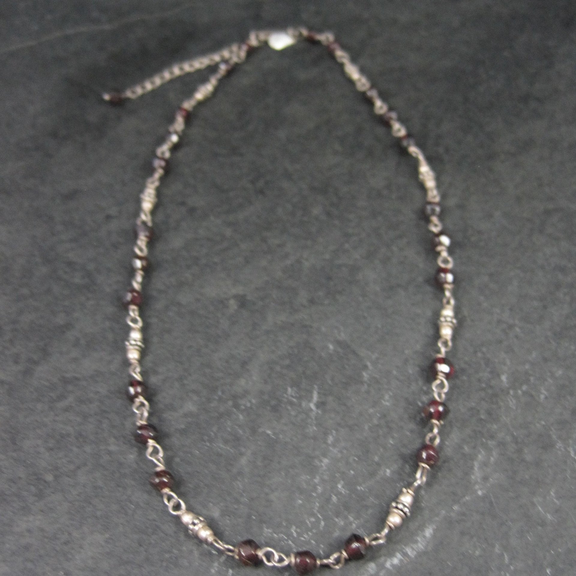 Silpada Sterling Silver Garnet Choker Necklace 16-17.5"