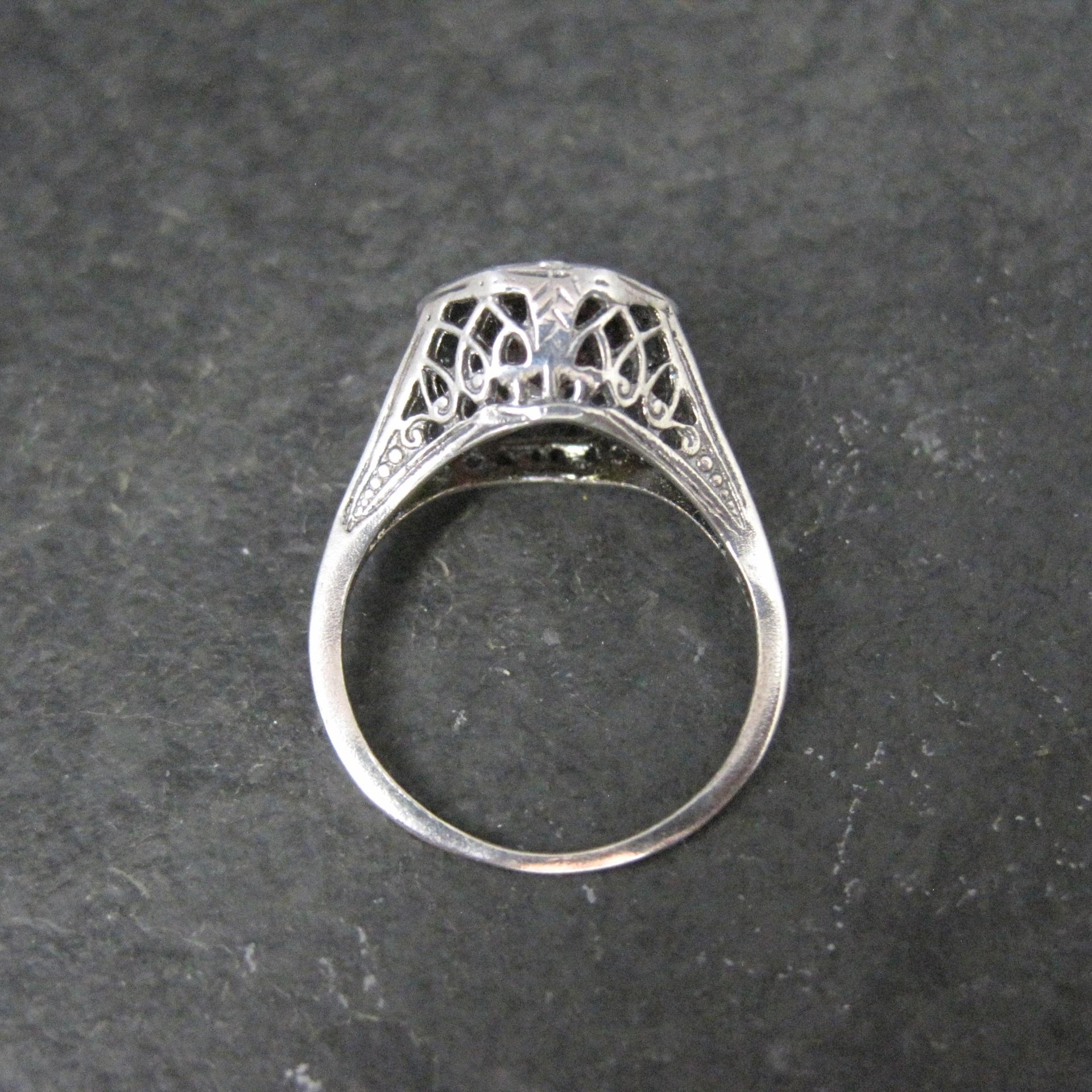Vintage Filigree Garnet Solitaire Ring Size 5 Sterling Silver