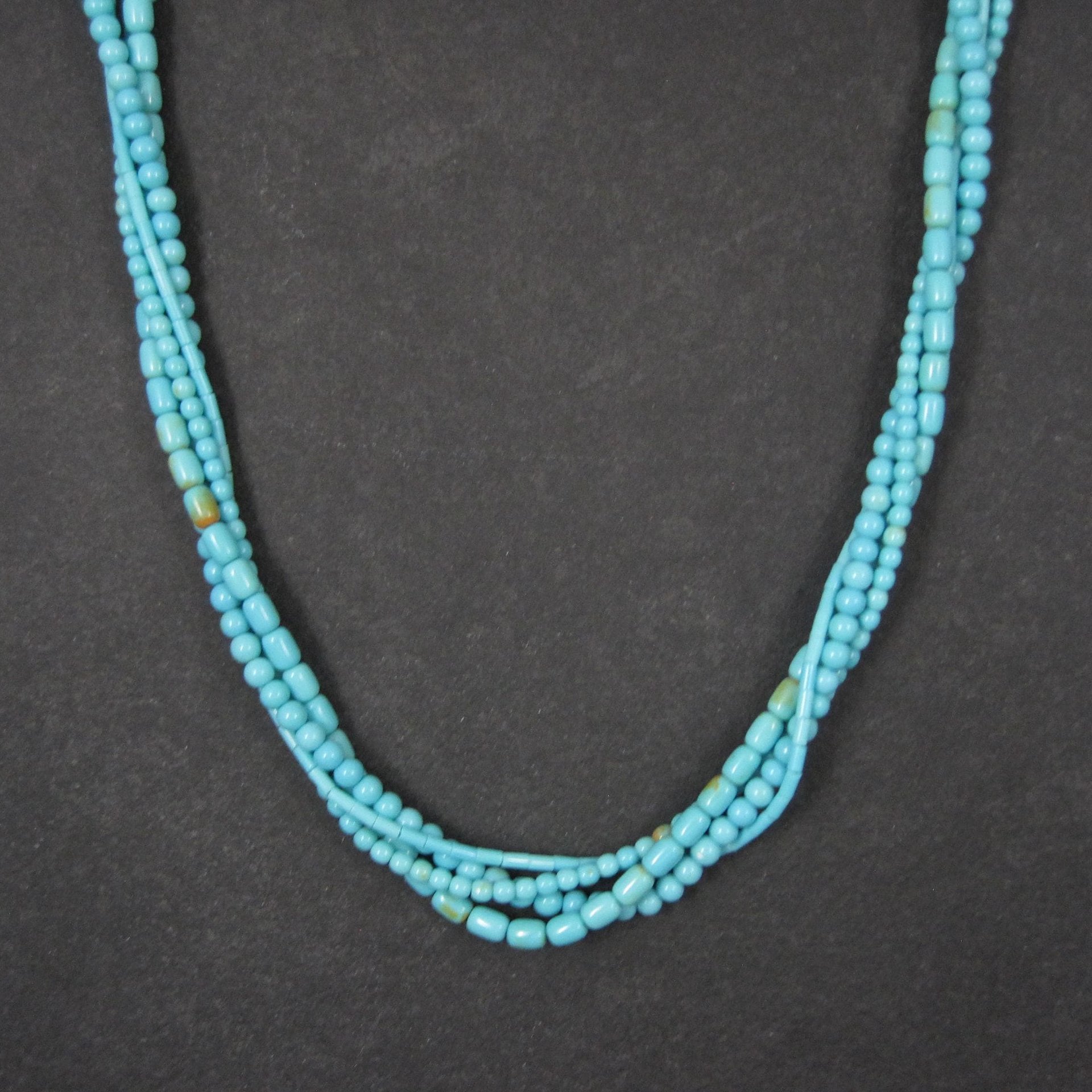 4 Strand Turquoise Necklace Southwestern Sterling Silver