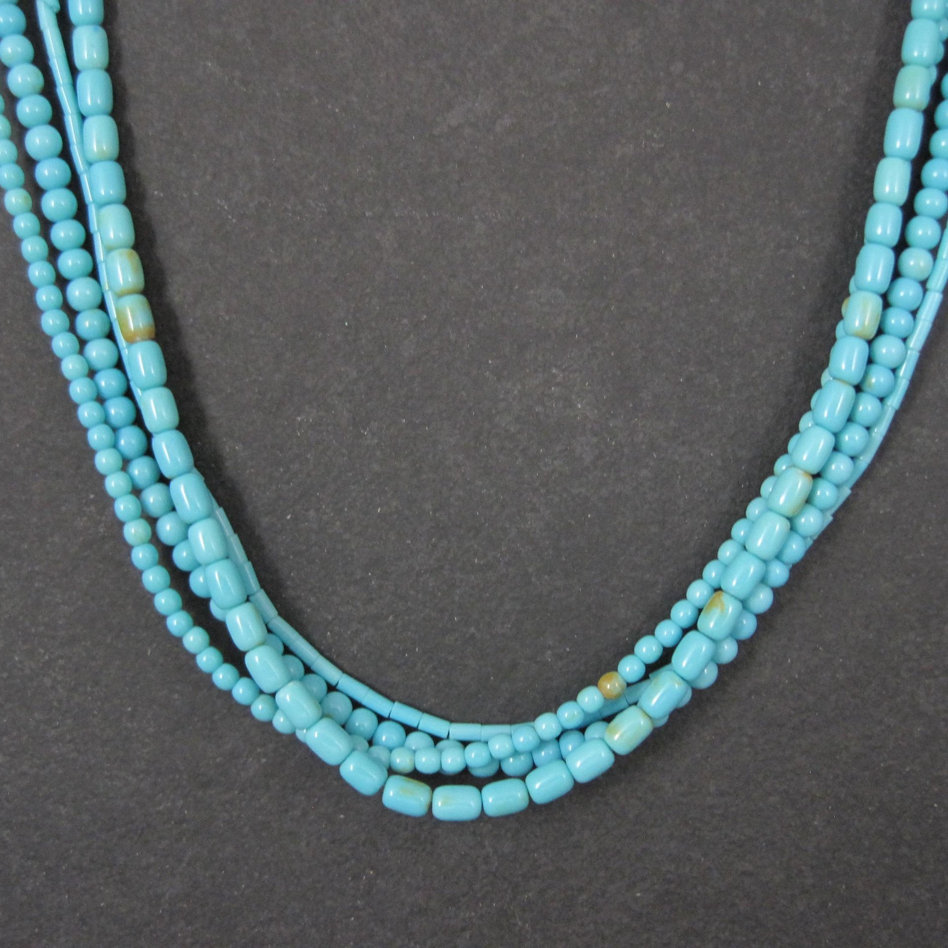 4 Strand Turquoise Necklace Southwestern Sterling Silver