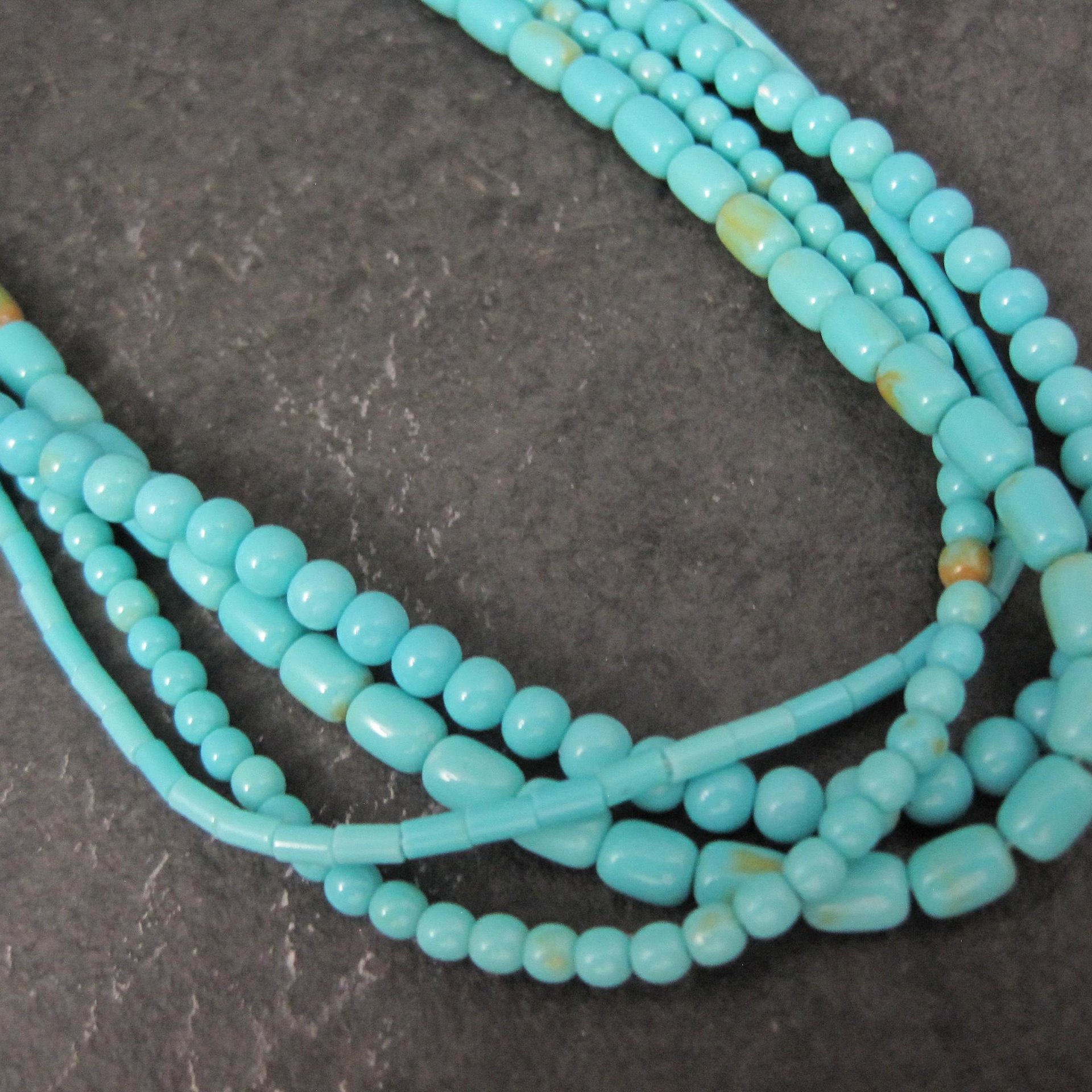 4 Strand Turquoise Necklace Southwestern Sterling Silver