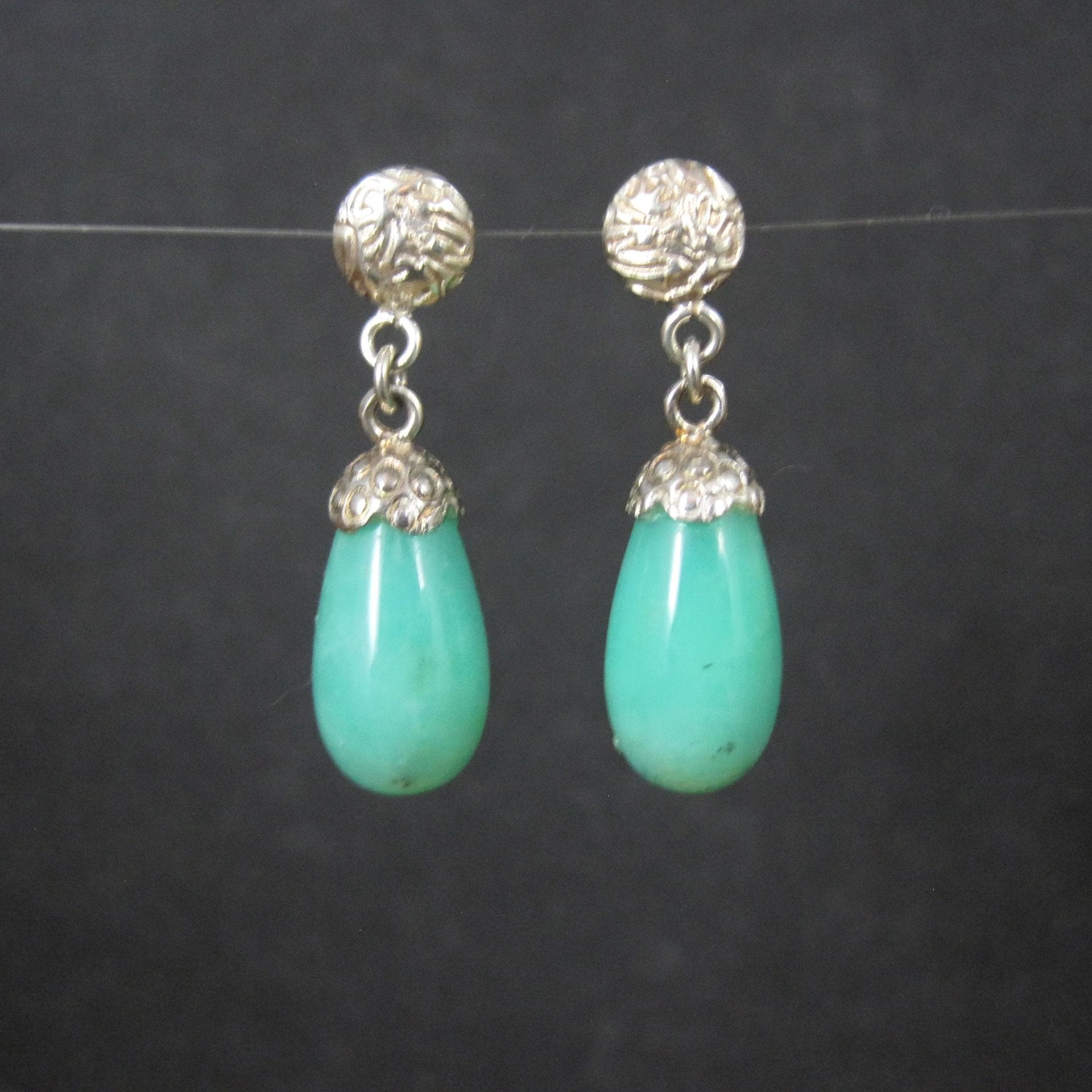 Sterling Silver Aventurine Drop Earrings