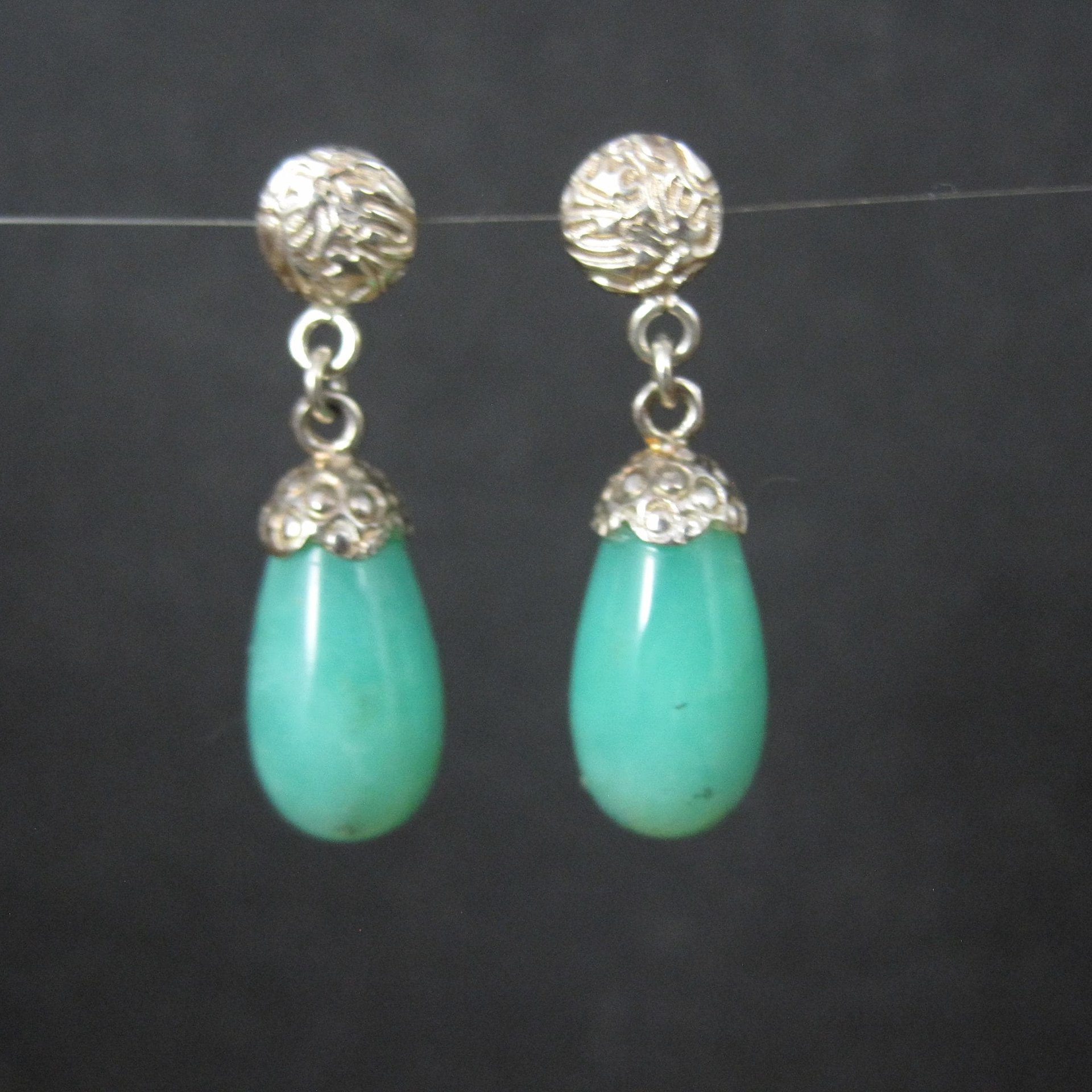 Sterling Silver Aventurine Drop Earrings