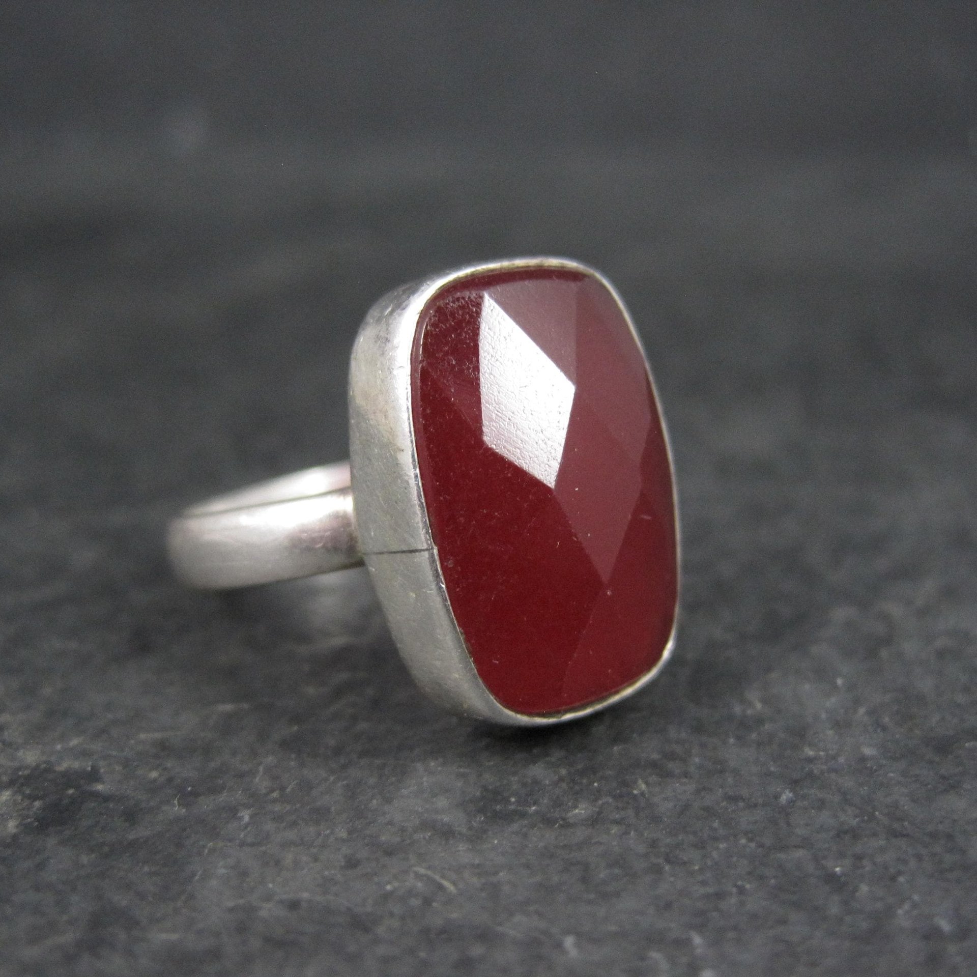 Red Beryl Ring Size 9 Sterling Silver
