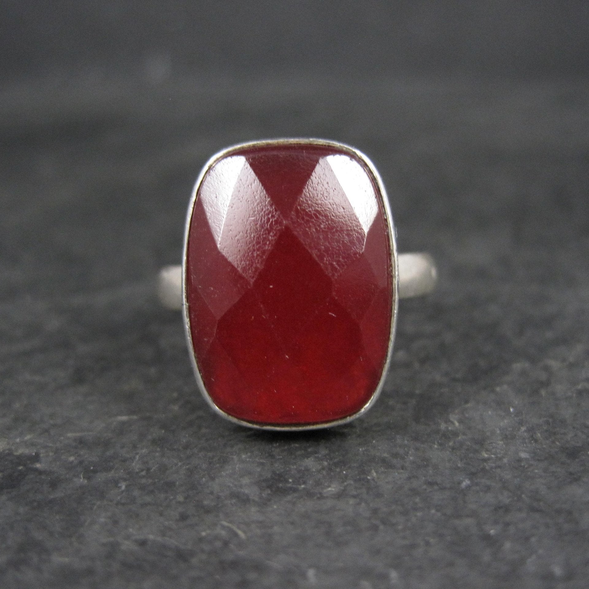 Red Beryl Ring Size 9 Sterling Silver