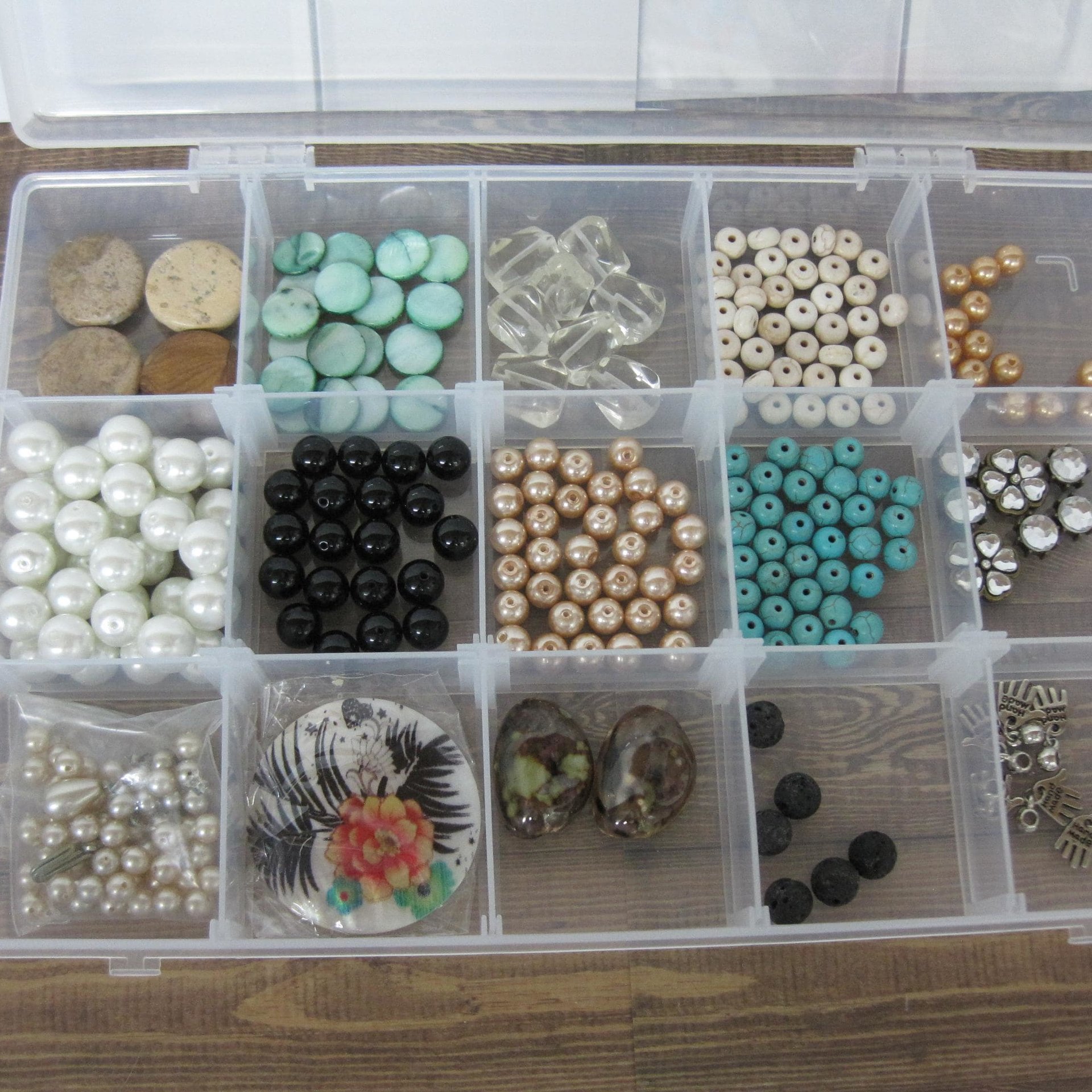Large Lot of Beads 6 Cases Gemstone Rock Crystal Pearls Lampwork Ceramic Glass