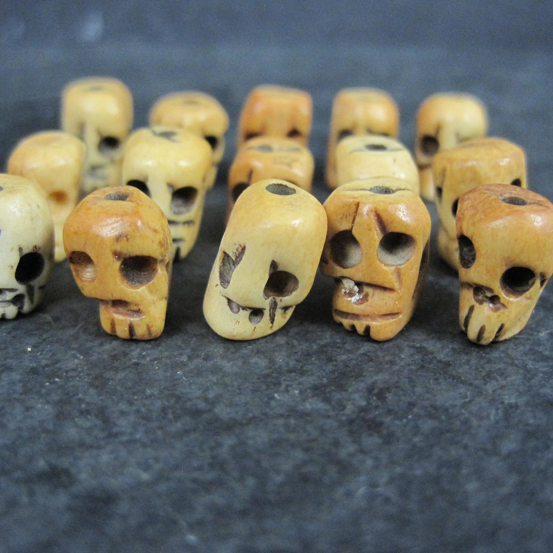 Lot of 5 Vintage Bone Rosary Skull Beads