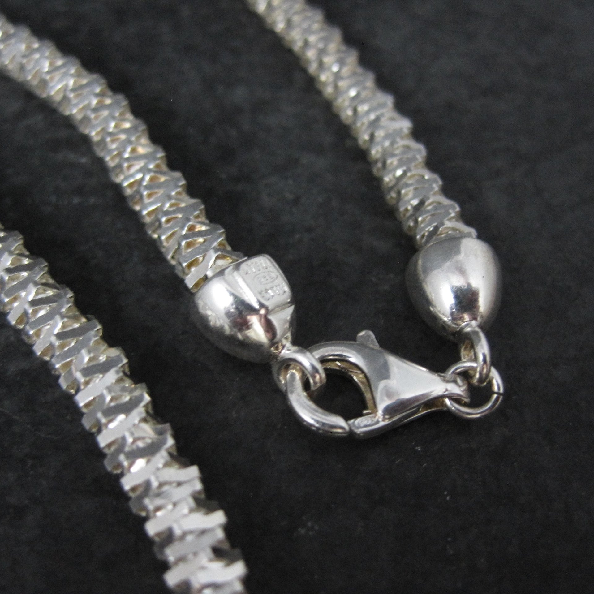 Italian Sterling Silver Diamond Cut Chain Necklace 5mm wide, 28 Inches long