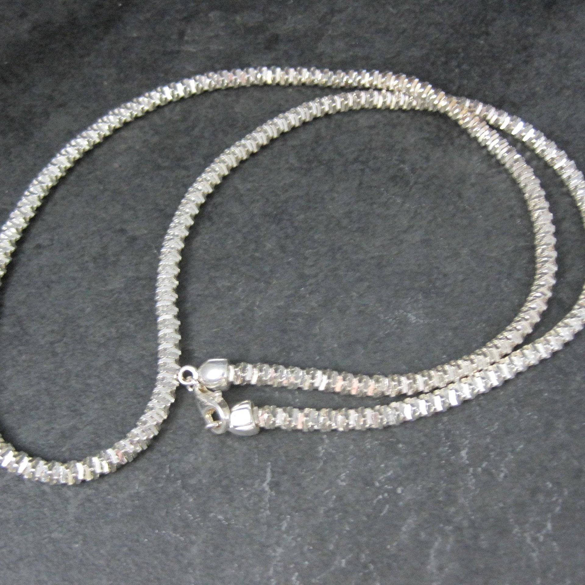 Italian Sterling Silver Diamond Cut Chain Necklace 5mm wide, 28 Inches long