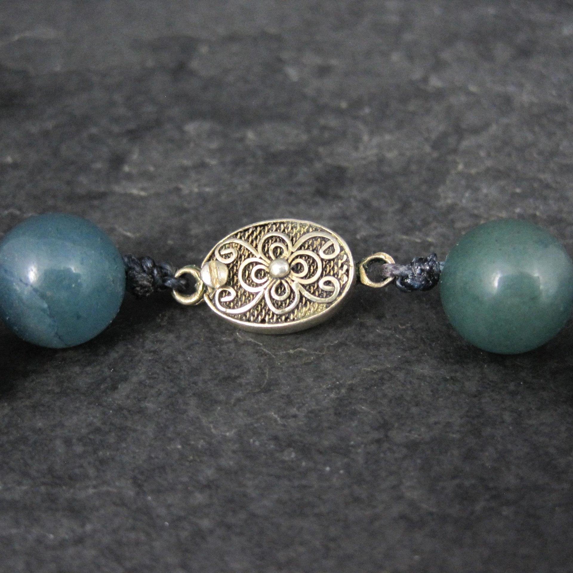 Vintage 12mm Blue Green Jadeite Jade Necklace Chinese Import 16 Inches