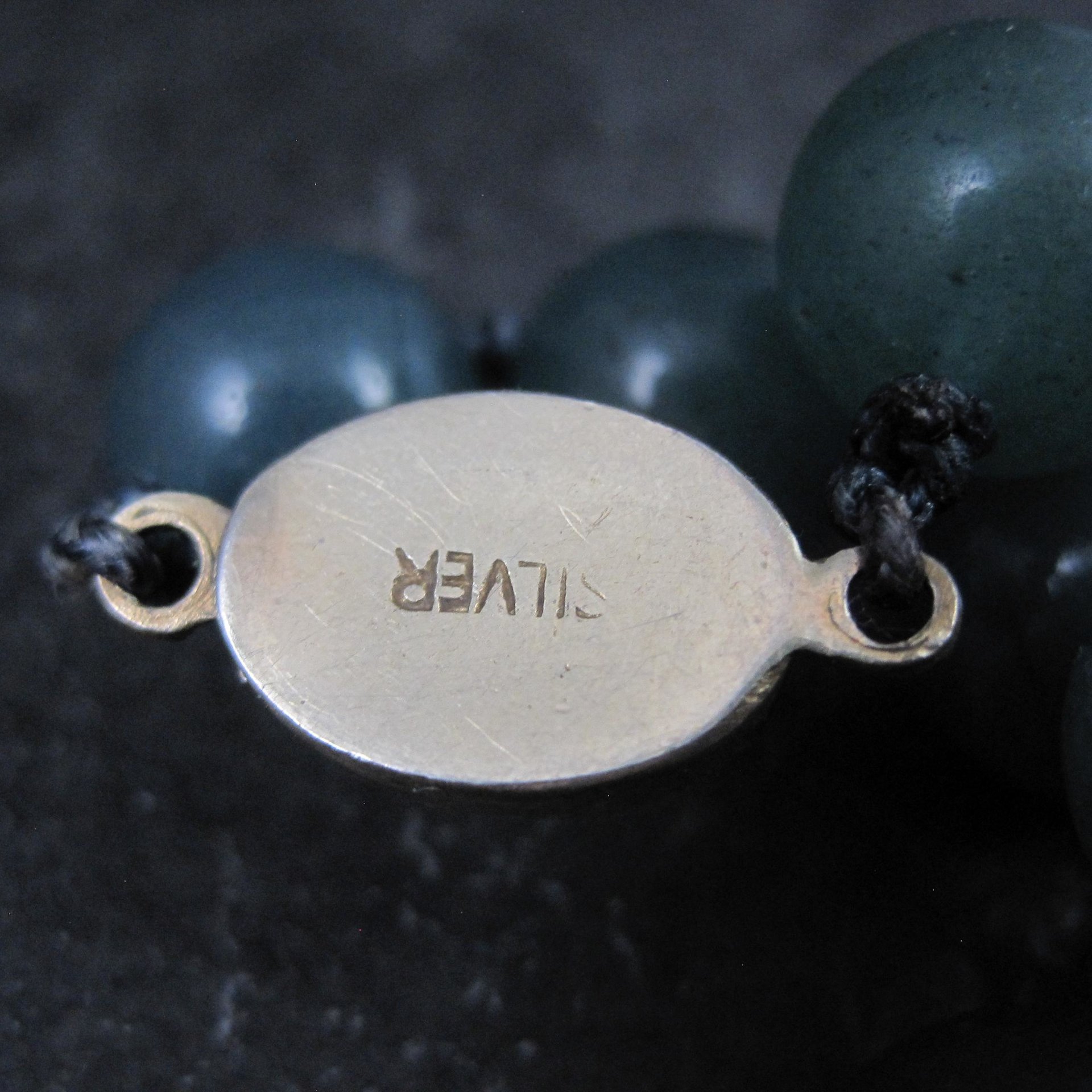 Vintage 12mm Blue Green Jadeite Jade Necklace Chinese Import 16 Inches