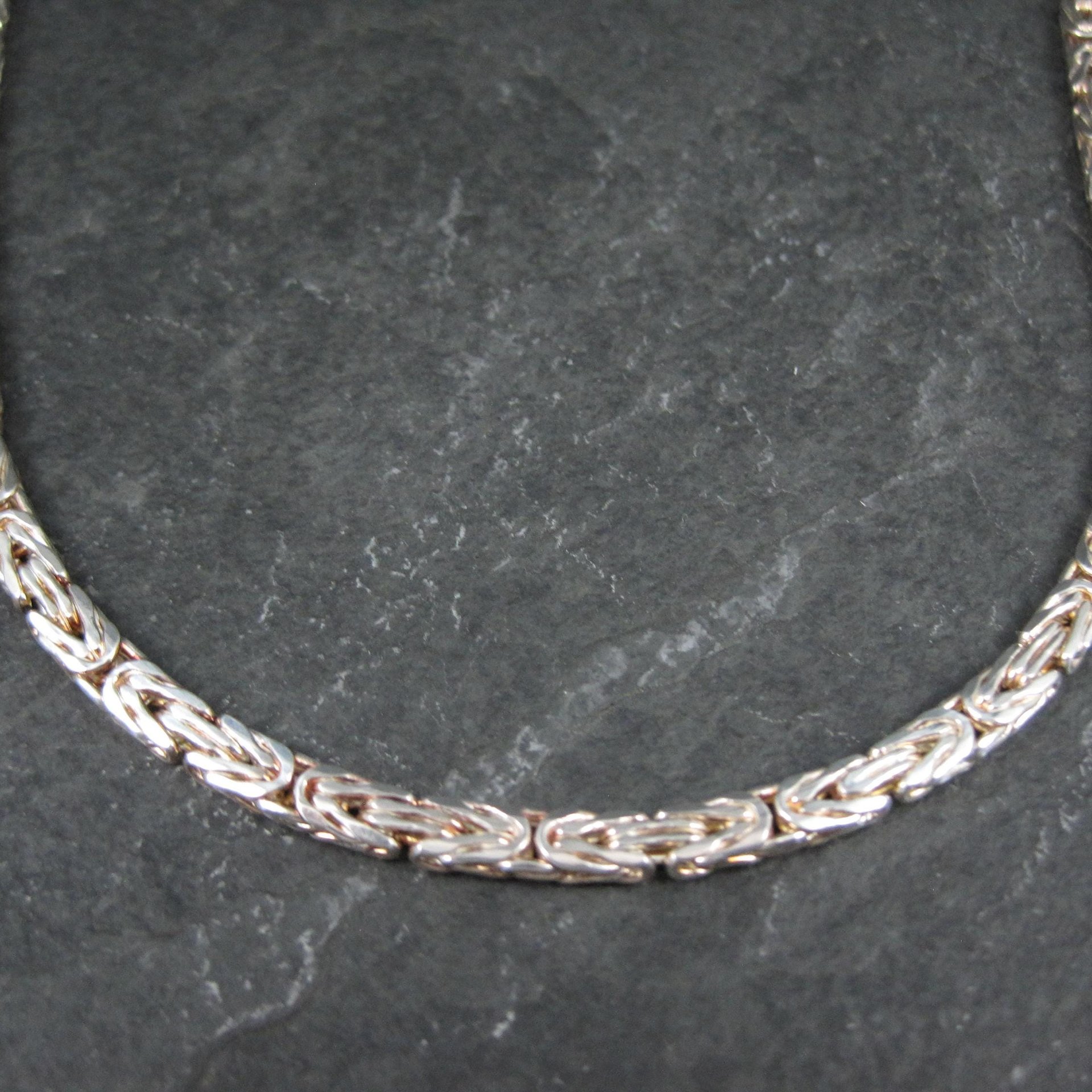 4mm Italian Flat Byzantine Chain Necklace 24 Inches Sterling Silver