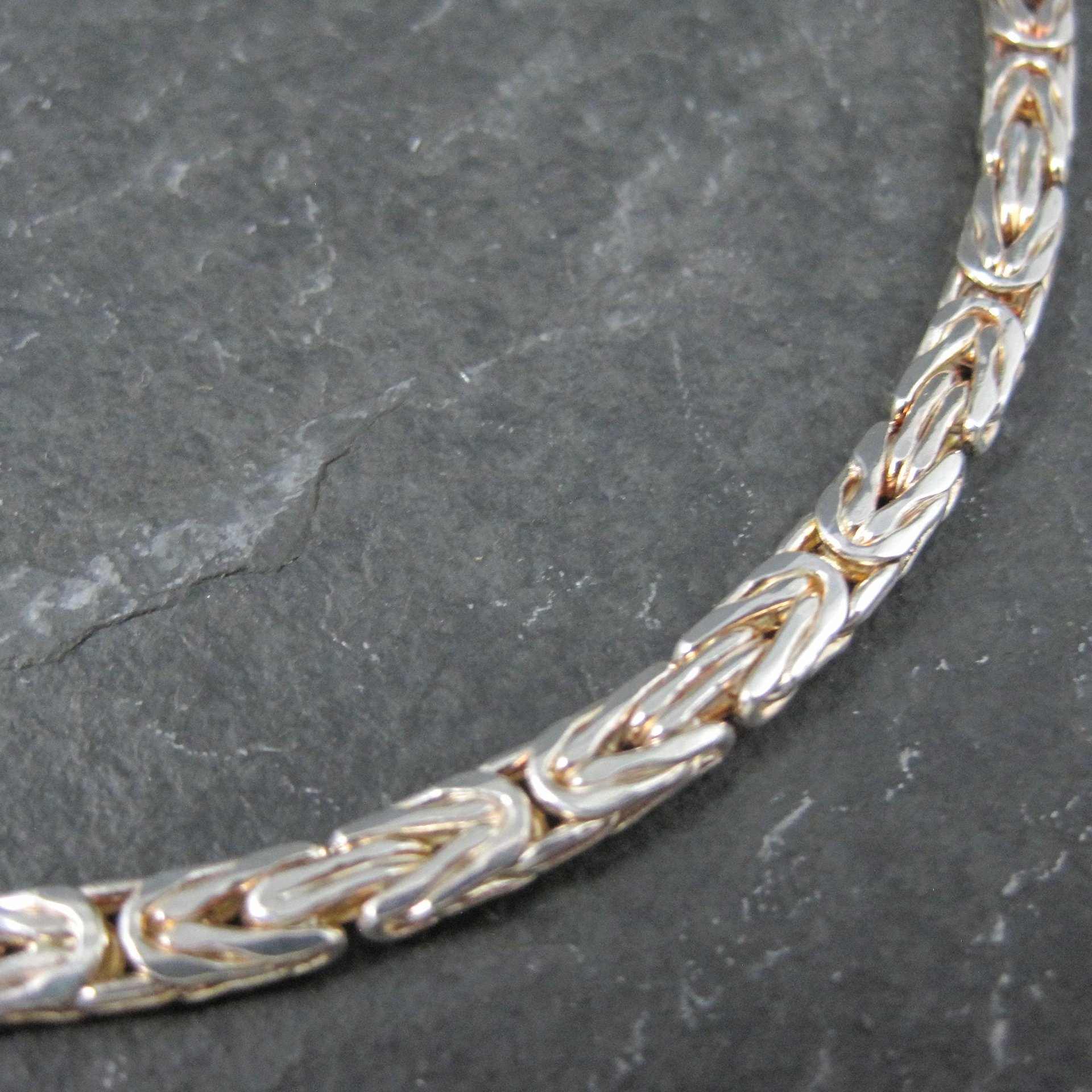 4mm Italian Flat Byzantine Chain Necklace 24 Inches Sterling Silver