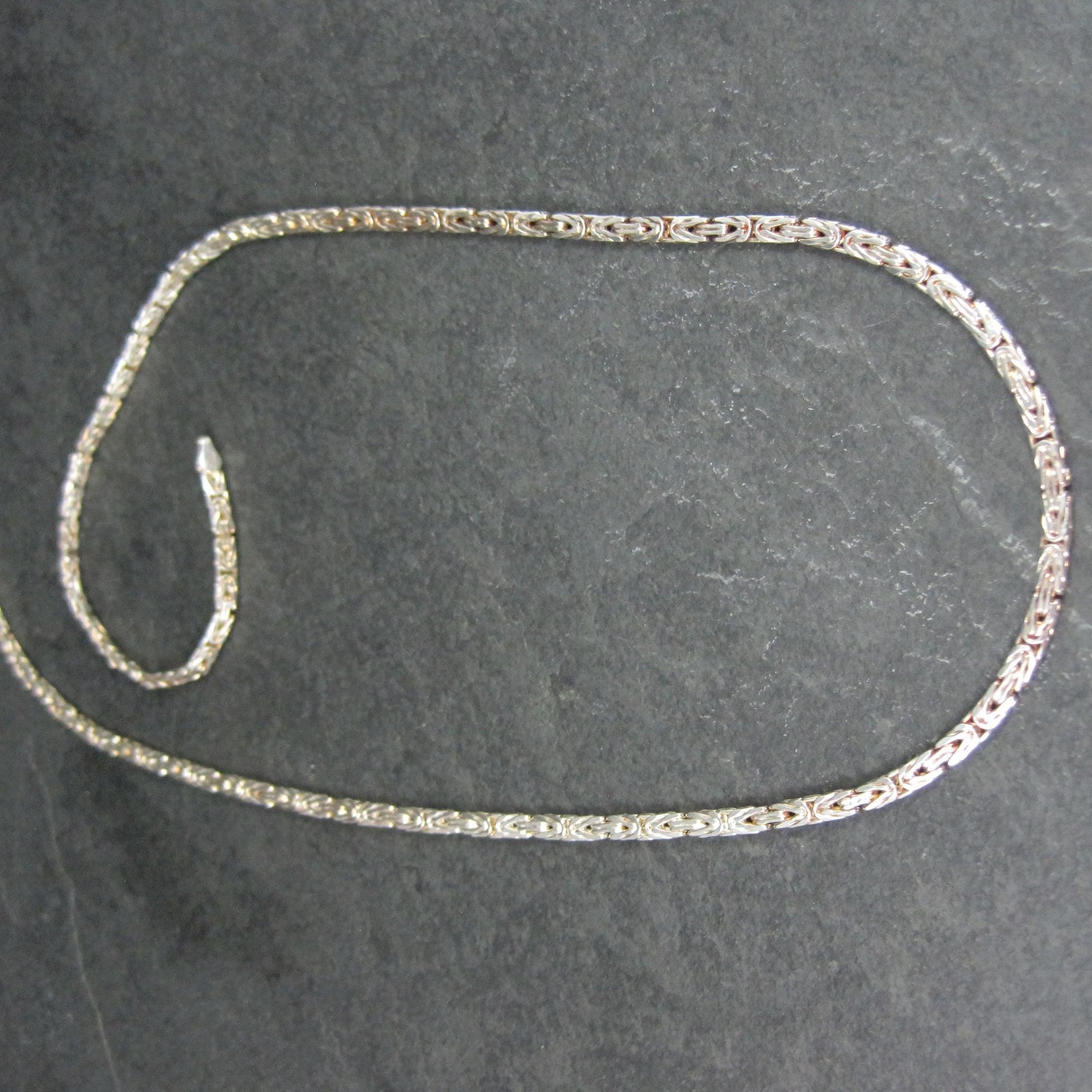 4mm Italian Flat Byzantine Chain Necklace 24 Inches Sterling Silver