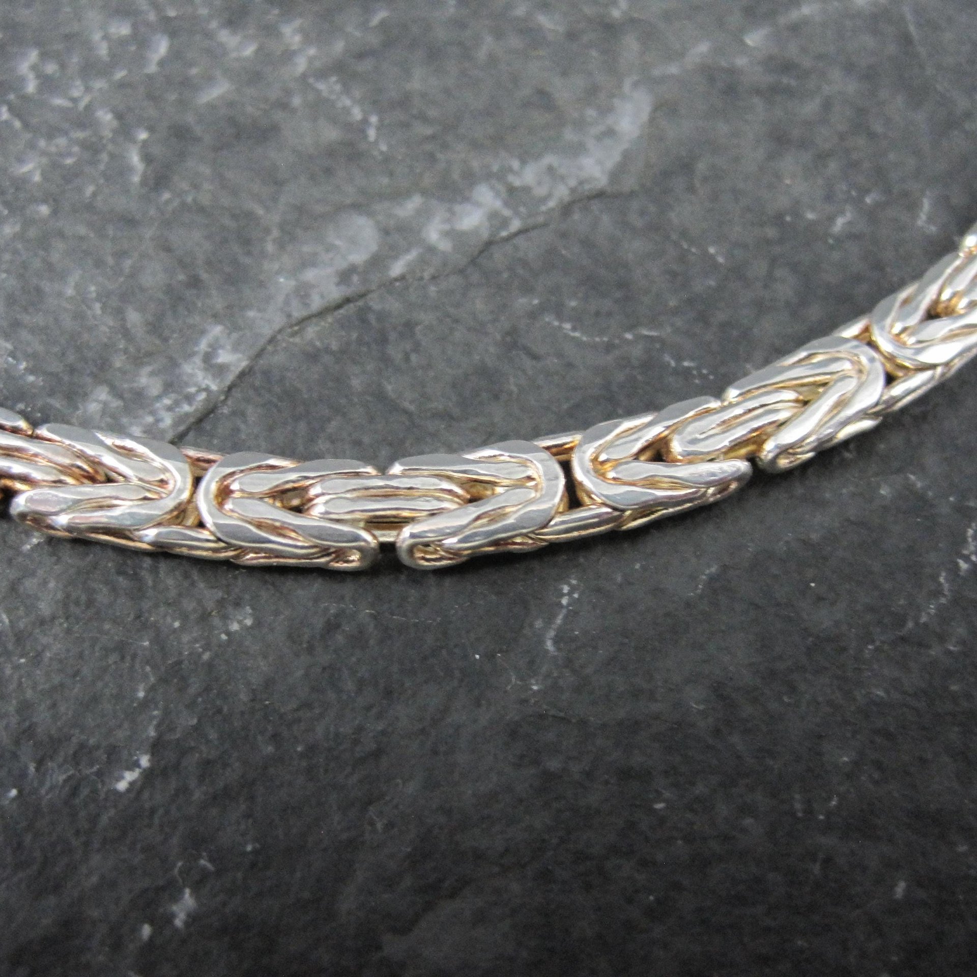 4mm Italian Flat Byzantine Chain Necklace 24 Inches Sterling Silver