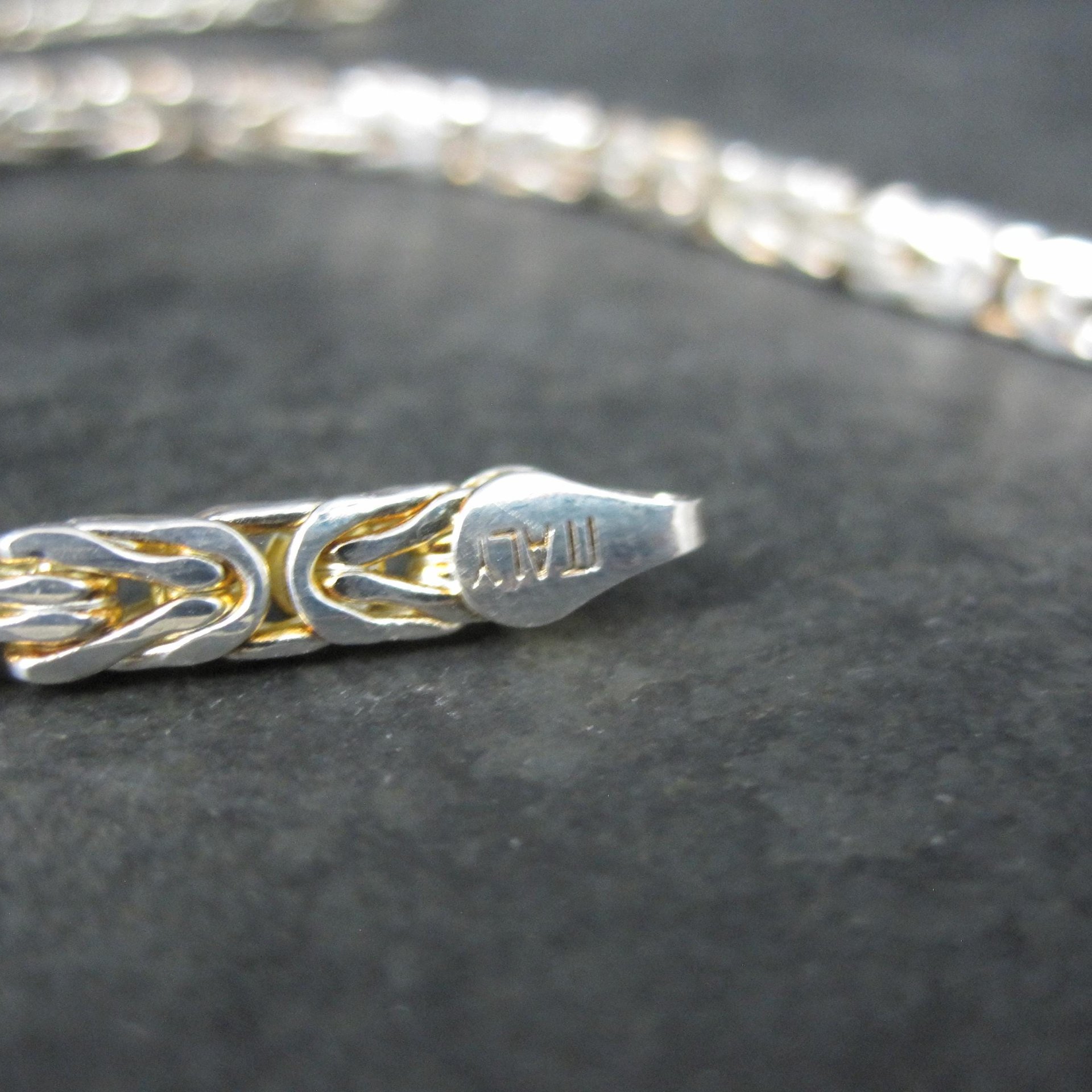 4mm Italian Flat Byzantine Chain Necklace 24 Inches Sterling Silver