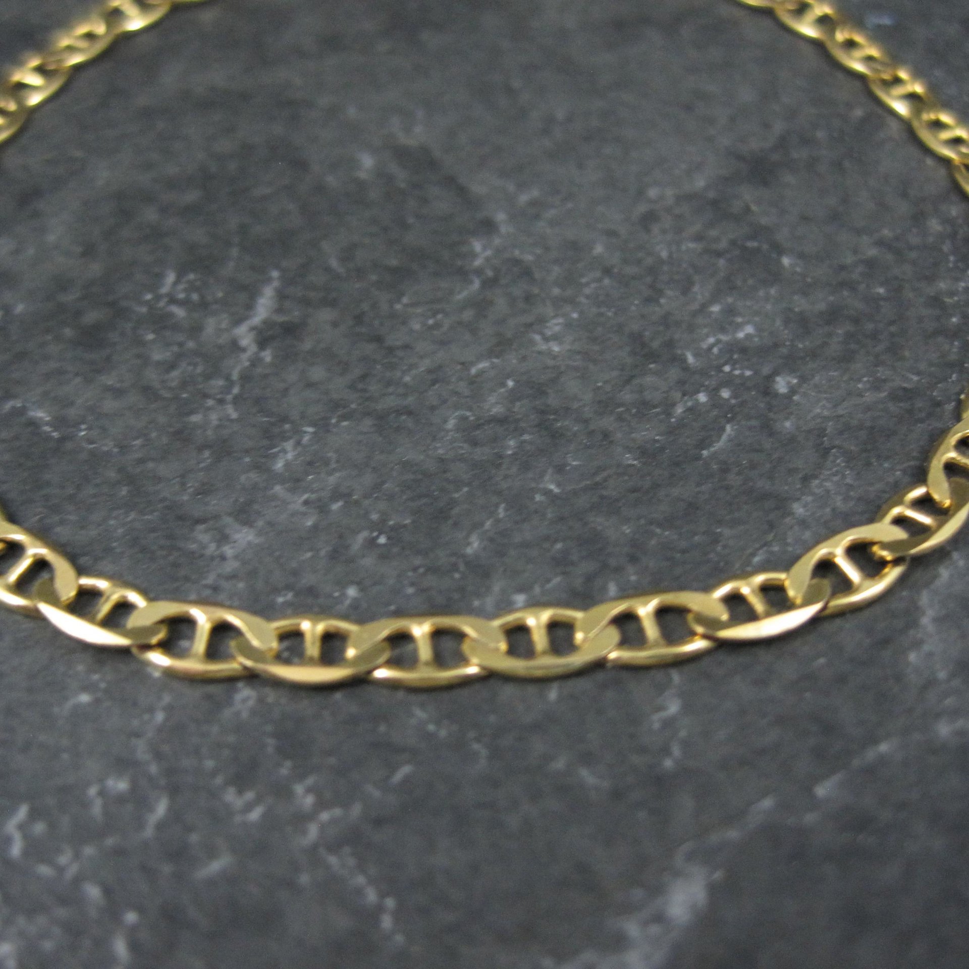 Italian Vermeil Sterling Flat Mariner Chain Bracelet 3mm 7.5 Inches